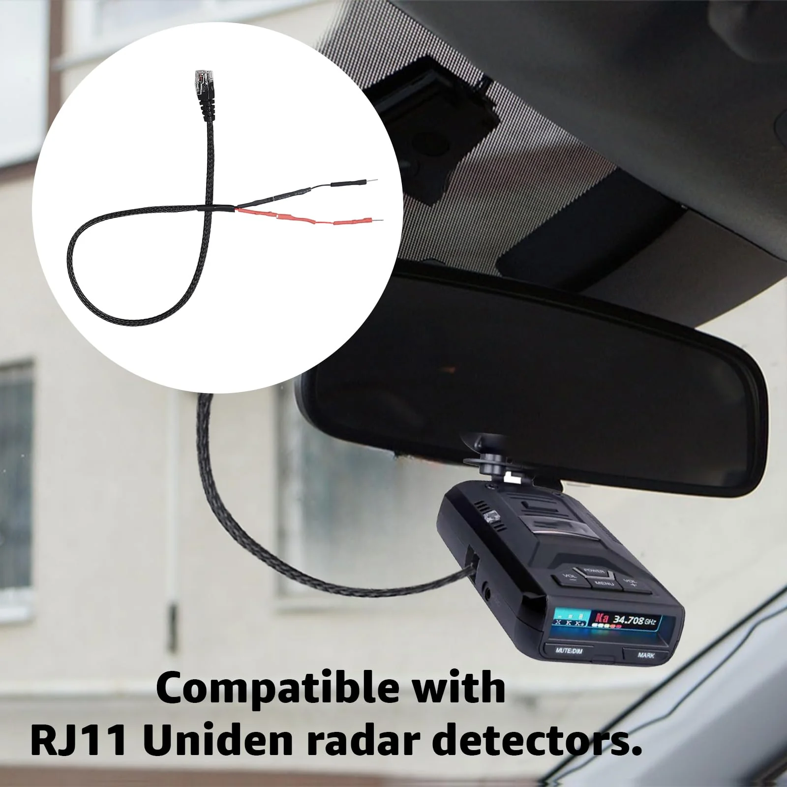 RJ11 Power Cord Compatible with Uniden Radar Mirror Wire Detectors,Model (3005201U) Fits R1 R3 R4 R7 R8 (1) 1 PCS - Image 7