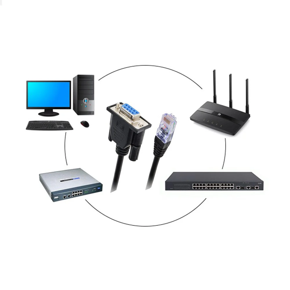 RJ45 to RS232,LFHUKEJI DB9 9-Pin Serial Port Female to RJ45 Female Cat5 Ethernet LAN Console 3.3Ft - Image 5