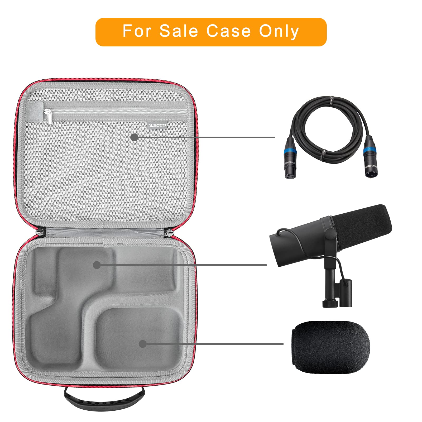 RLSOCO Hard Case Compatible With Shure MV7X / MV7+ / MV6 / MV7 / MV7i Podcast Dynamic Microphone & Shure SM7B / SM7dB Vocal Dynamic Microphone Black - Image 2