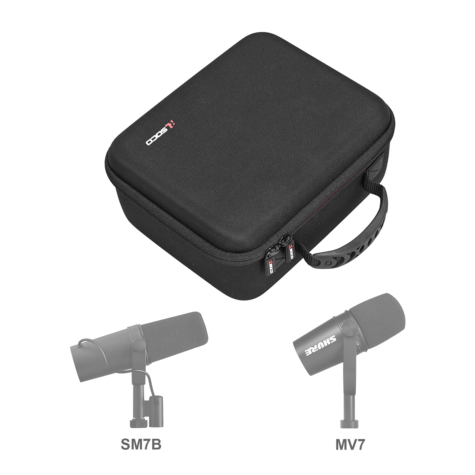 RLSOCO Hard Case Compatible With Shure MV7X / MV7+ / MV6 / MV7 / MV7i Podcast Dynamic Microphone & Shure SM7B / SM7dB Vocal Dynamic Microphone Black - Image 3