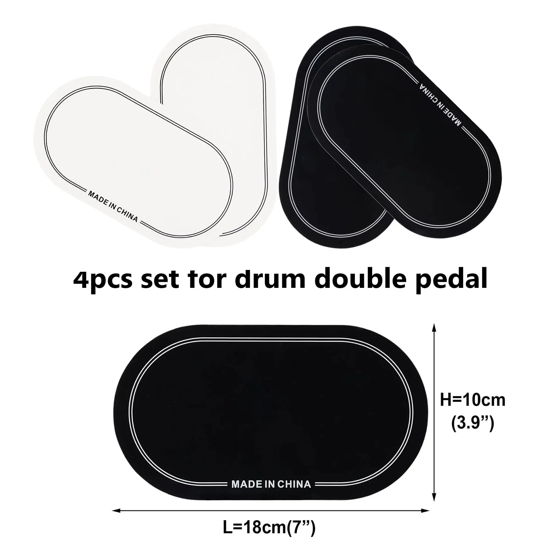 Rockhouse 4Pcs Bass Drum Double Pedal Patch, Self-Adhesive Drumhead Protector Stickers Mute Pad for Kick Drum Percussion Accessories (Black+Wihte) - Image 3