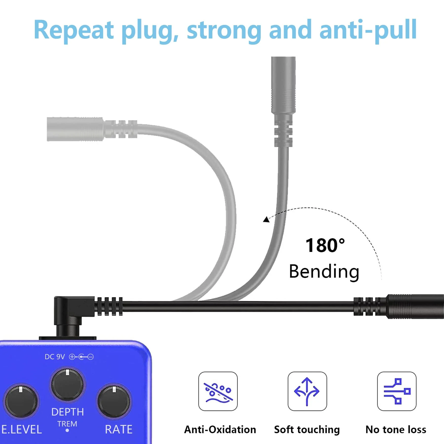 Rockhouse 9V Power Supply for Guitar Pedals, AC DC Adapter for Most Musical Instruments, 500mA, Center Negative - Image 7