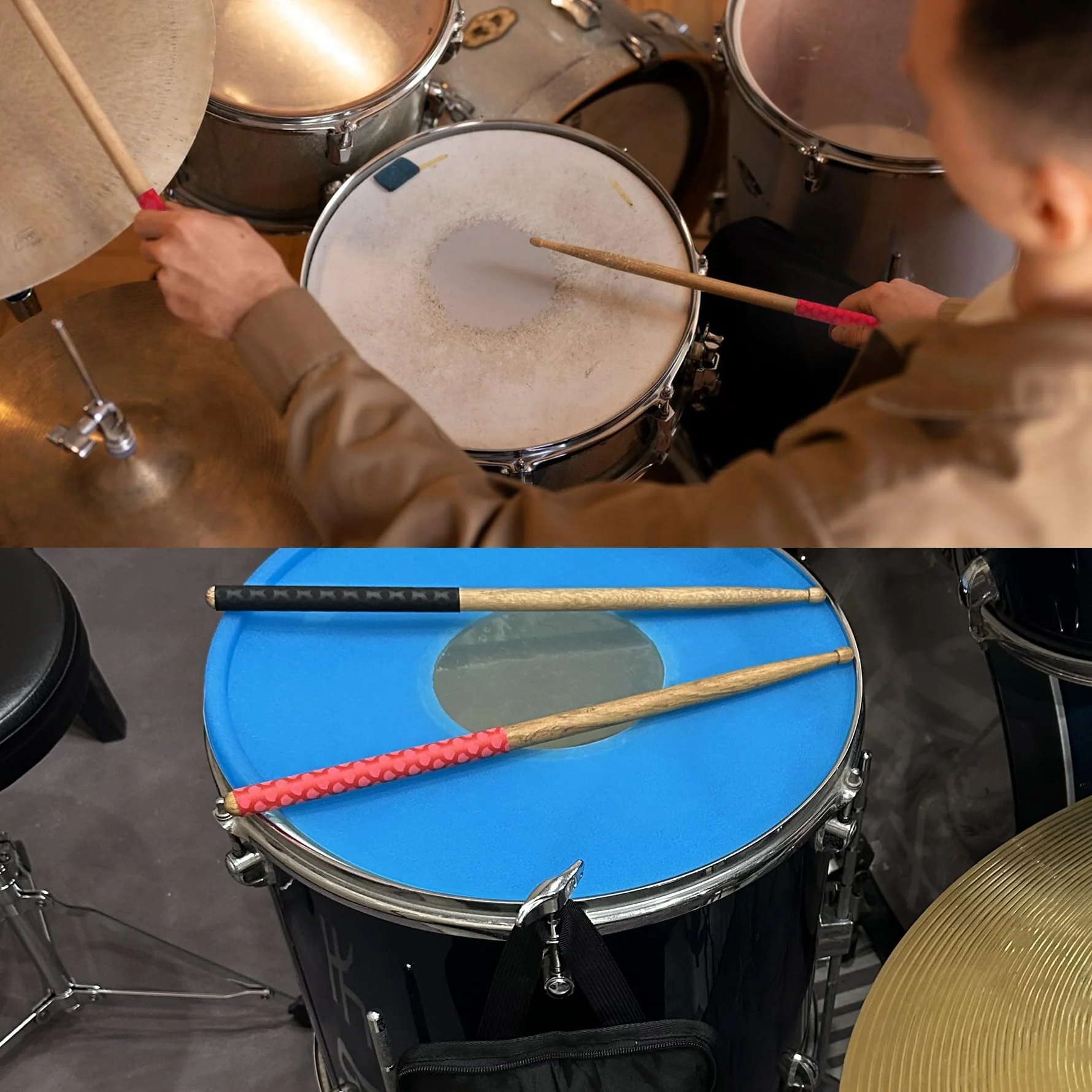 Rockhouse Drum Accessories Stick Bag Drumstick Holder Storage Bag Case for Drum Set, Drummers Bag with 2 Pair Drum Sticks for Adults Kids Beginners - Image 3