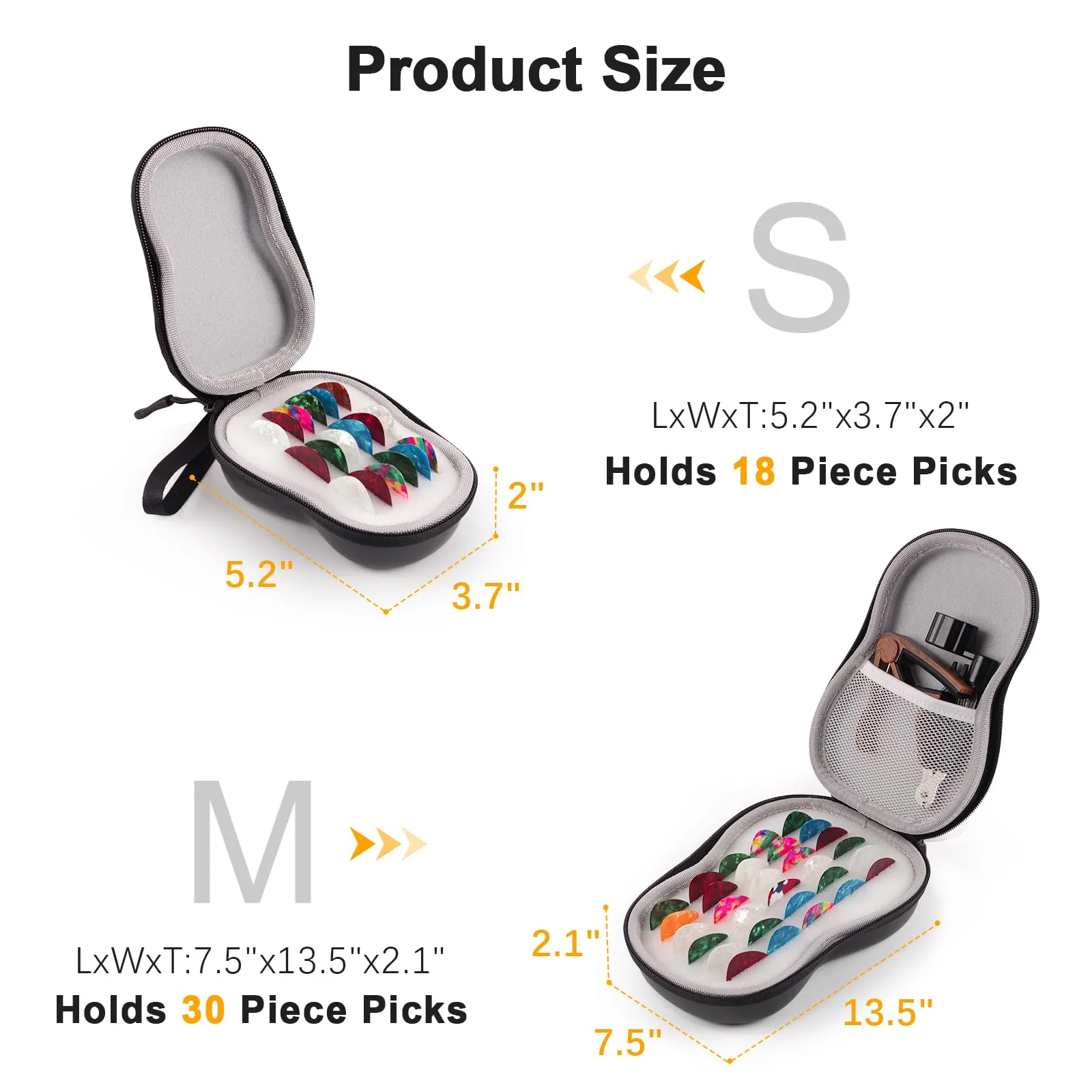 Rockhouse Guitar Pick Holder Case PU Leather Storage Pouch Box Plectrum Zipper Bag Organizer, Fits All Size Picks Guitar Accessories Gift for Guitarist Music Lover, Small Black - Image 2