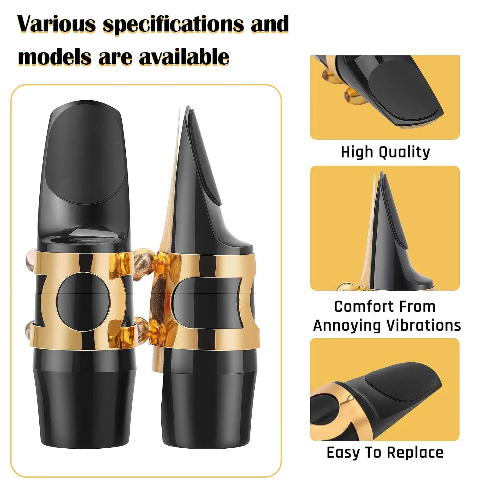 Rockhouse Saxophone Mouthpiece Pads Patch Teeth Cushion Clear 0.8mm Silicone Pad Alto Tenor Sax Accessory, 10-pack sax 0.8mm - Image 6