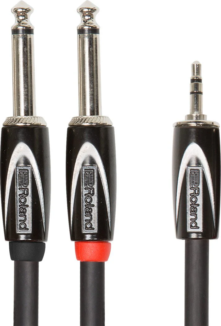 Roland Black Series 3.5mm TRS Male to Dual 1/4-Inch TS Male - 5 Foot (RCC-5-3528V2) 5 ft./1.5 m Single