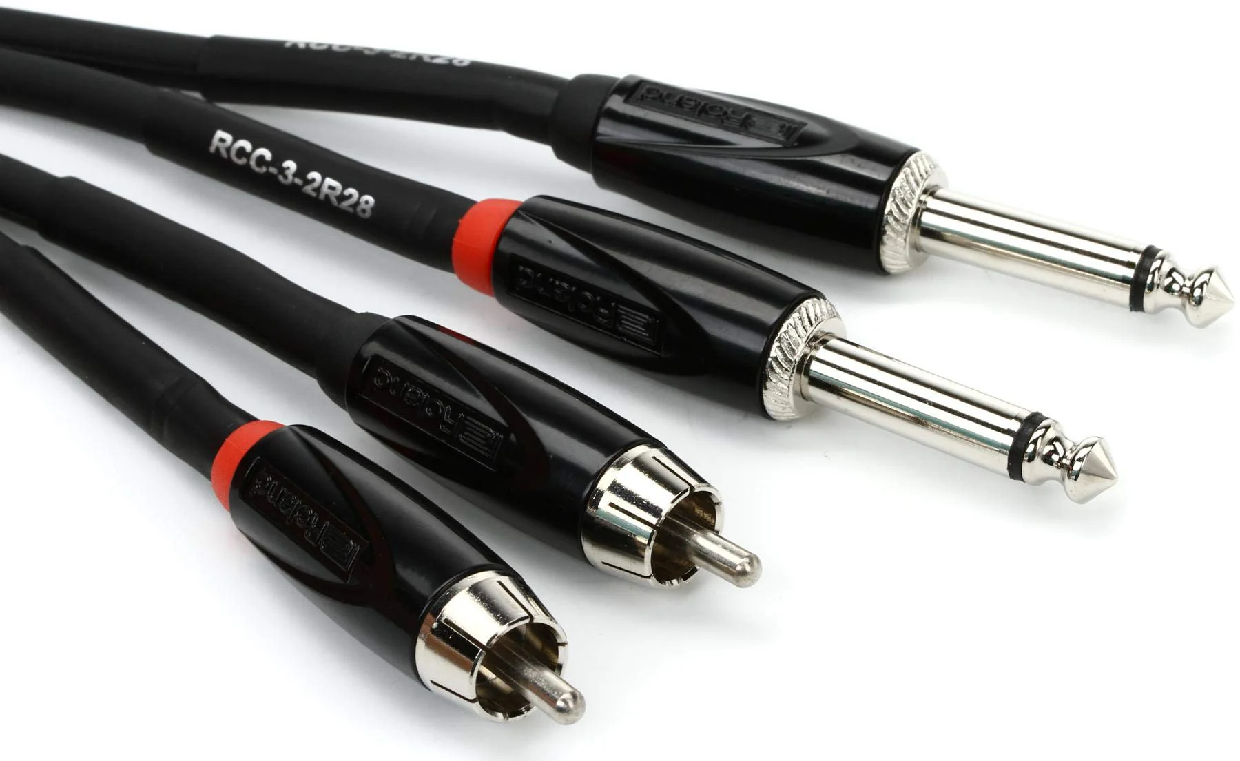 Roland Black Series Interconnect Cable, Dual RCA to Dual 1/4-Inch, 3-Feet 3 ft Dual RCA-1/4"
