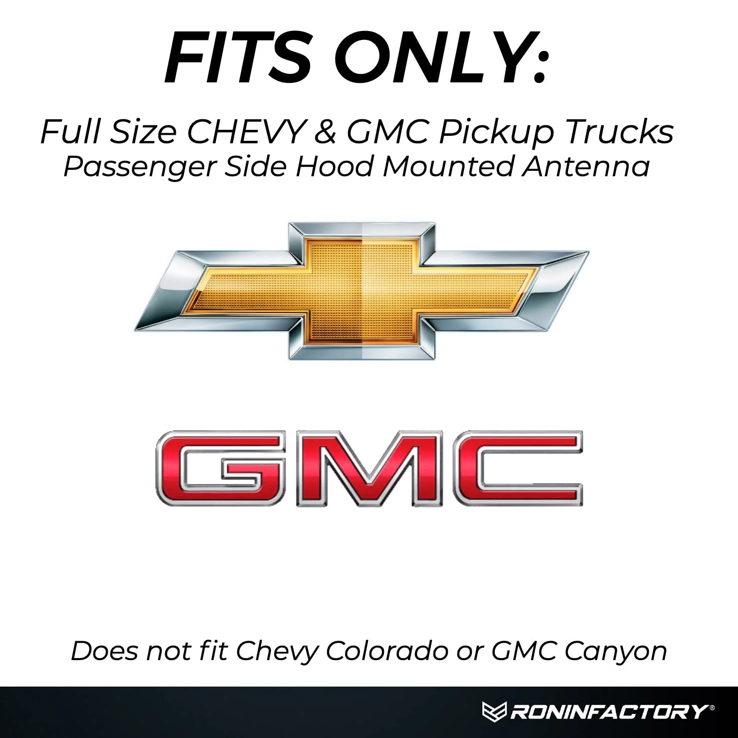 RONIN FACTORY Bullet Antenna Chevy Silverado & GMC Sierra Trucks - 50 Cal Truck Antenna Accessories - Anti Theft - Carwash Safe - Short Replacement Antenna for Truck (SmartLock) SmartLock Antenna Chevy & GMC - Image 5