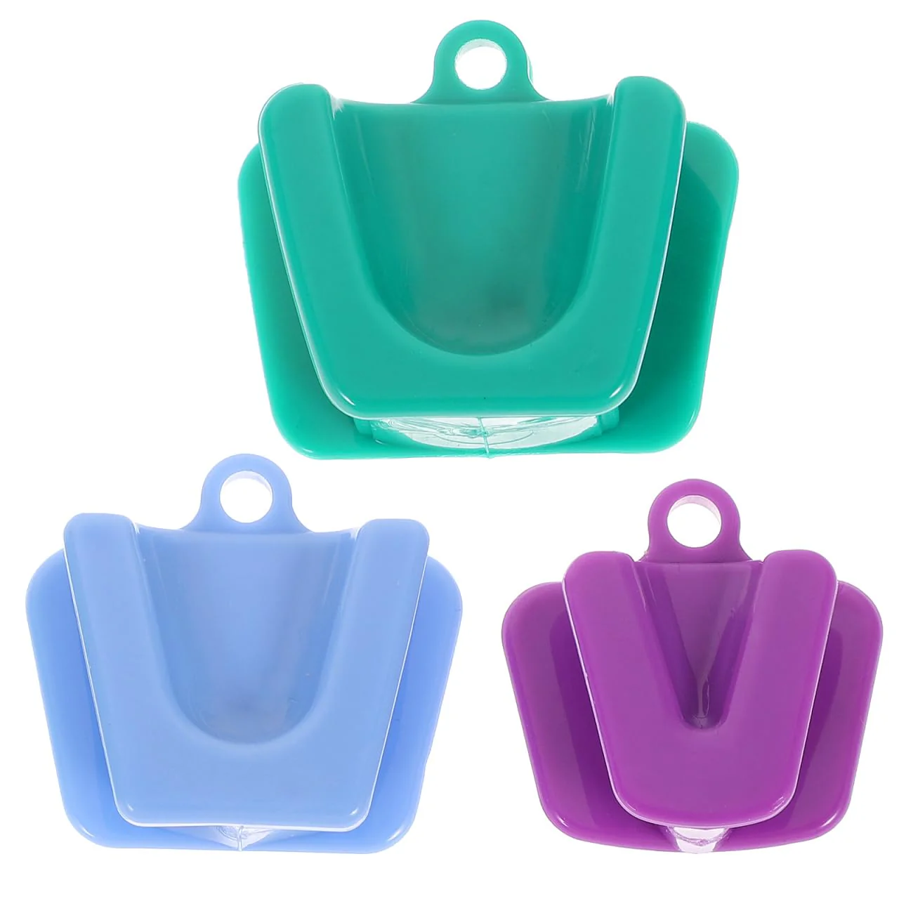 ROSENICE 3pcs Dental Mouth Prop Bite Block Cushion Opener Retractor Small Medium Large Size (Blue Green Purple)