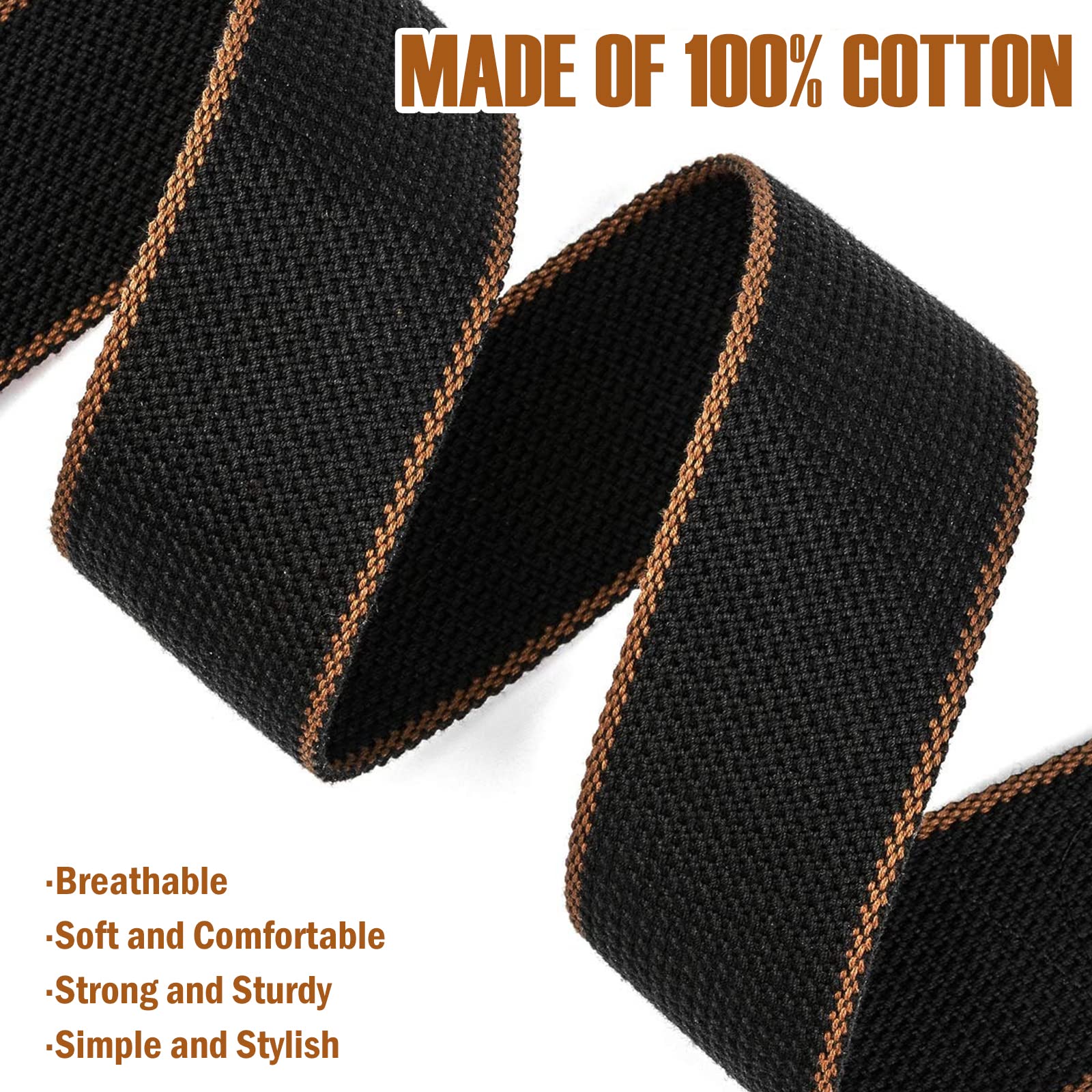 ROTOPATA Guitar Strap with Pick Holders, 2 Buttons 2 Locks 3 Guitar Picks, Cotton Strap with PU Leather Ends, Length Adjustable for Son Daughter (Black) - Image 4