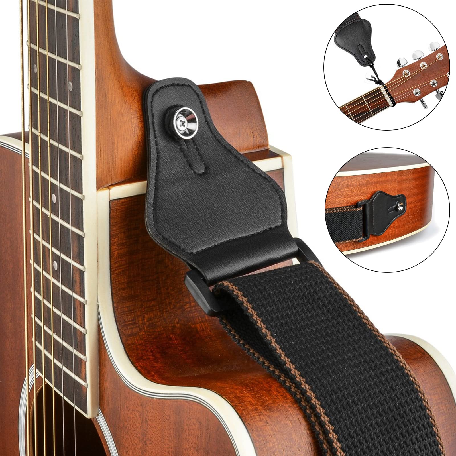 ROTOPATA Guitar Strap with Pick Holders, 2 Buttons 2 Locks 3 Guitar Picks, Cotton Strap with PU Leather Ends, Length Adjustable for Son Daughter (Black) - Image 6