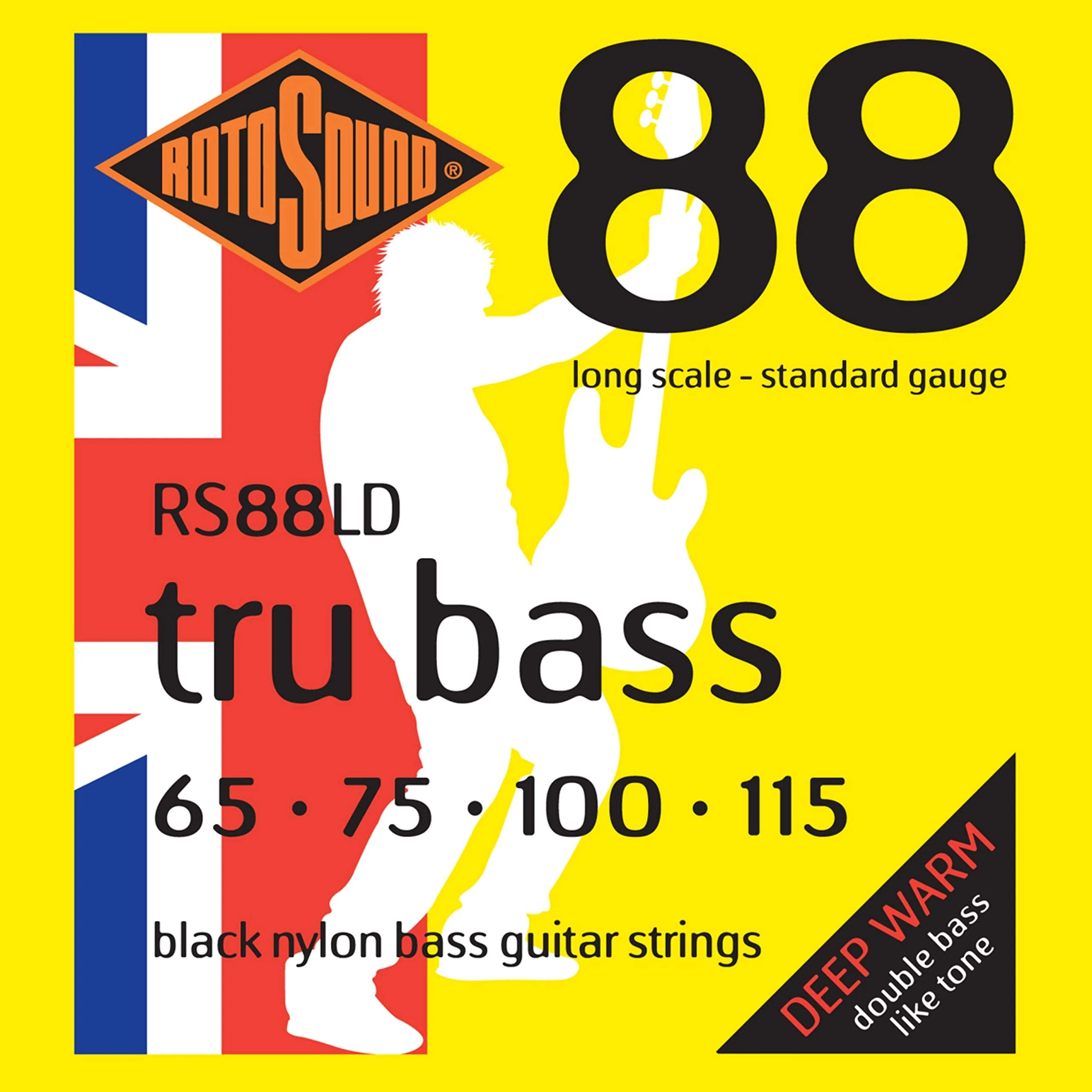 Rotosound RS88LD Black Nylon Flatwound Bass Guitar Strings (65 75 100 115) Small Medium Large X-Large 2X-Large