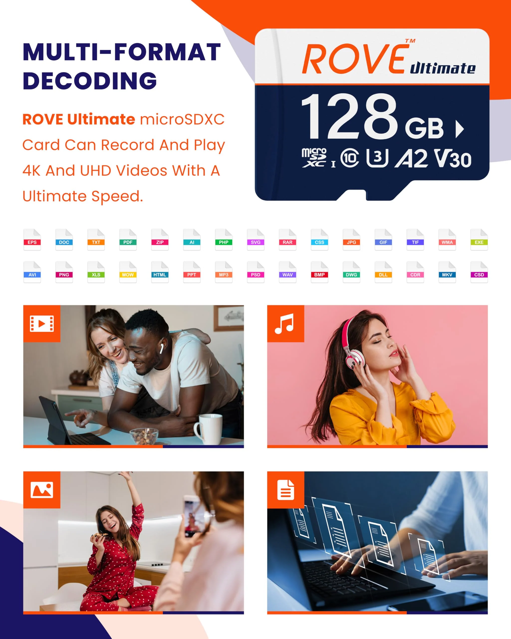 ROVE Ultimate Micro SD Card microSDXC 128GB Memory Card with USB 3.2 Type C Card Reader 170MB/s C10, U3, V30, 4K, A2 for Dash Cam, Android Smart Phones, Tablets, Games - Image 6