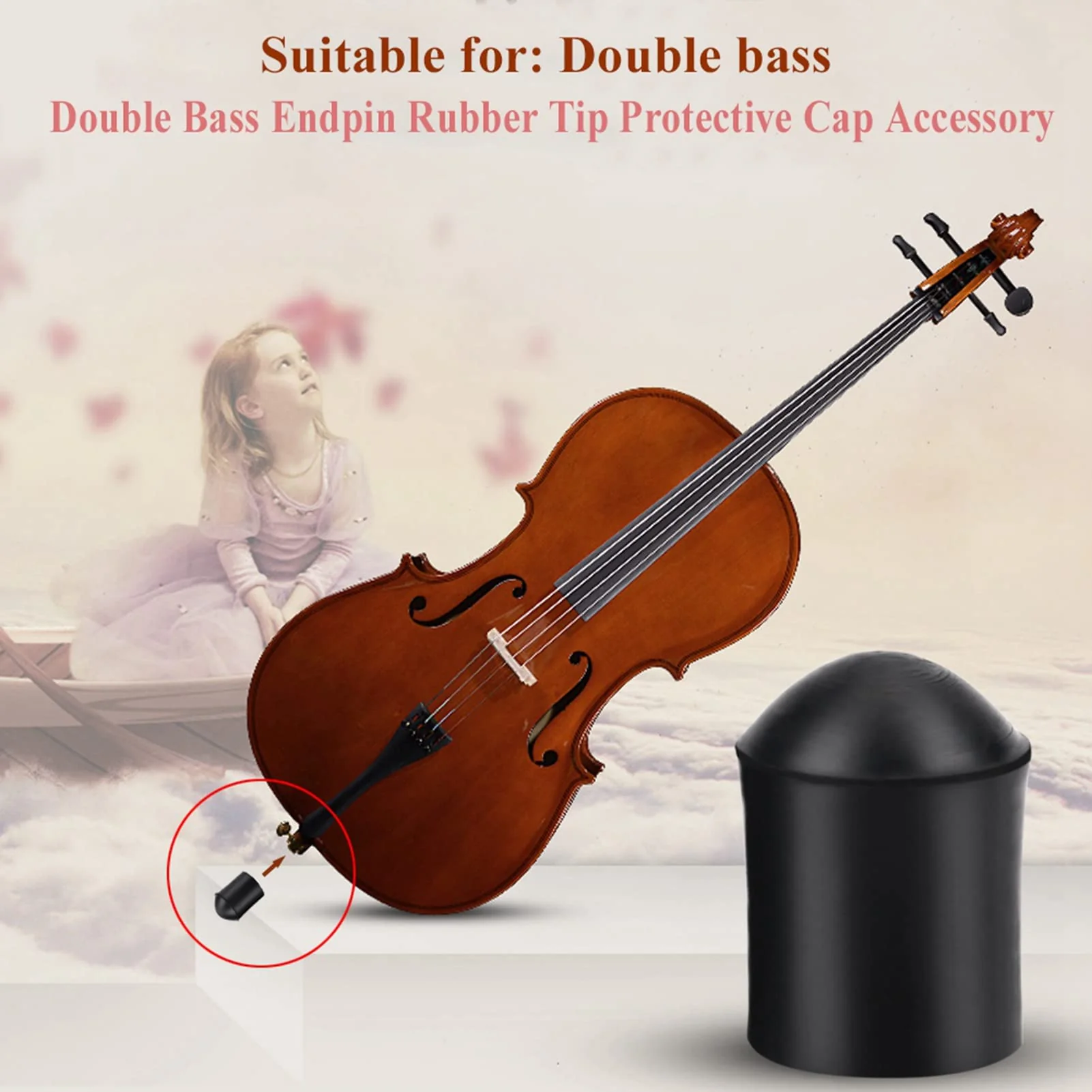 Rubber End Caps, 2pcs Upright Bass Endpin Rubber Tip Stopper Replacement Protector End Cap for Double Bass End Pin Protector(Inner Diameter: approx. 9.5mm) - Image 2