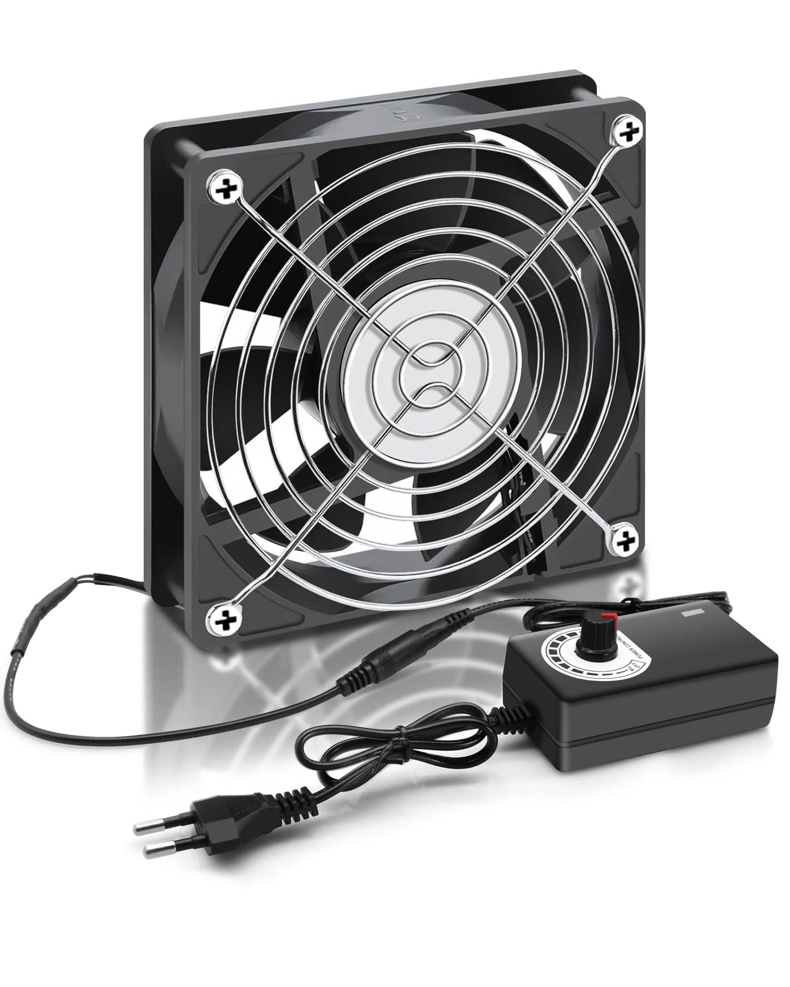 RUIZHI 120 mm Case Fan 12 V PC Fan - Computer Fan Adjustable Wind Speed, AC 220 V - 240 V Fan, 2750 RPM, Fan for PC Laptop, TV, Radio, Router, Single Row Fan 120mm×120mm×25mm