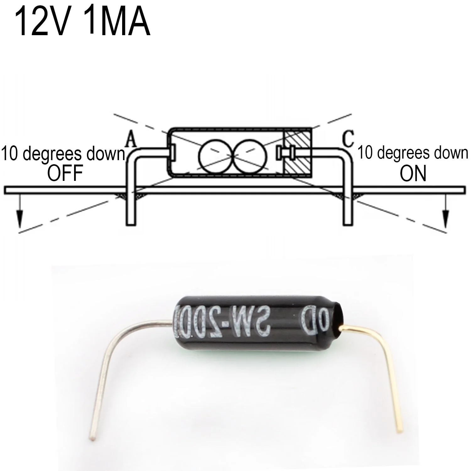 RUNCCI-YUN Tilt Sensor Angle Sensor Vibration Sensor Ball Switch 12V 1MA SW-200D Metal Ball Tilt Shake Trigger Switch for Arduino Smart Car (Black) Pack of 50 - Image 3