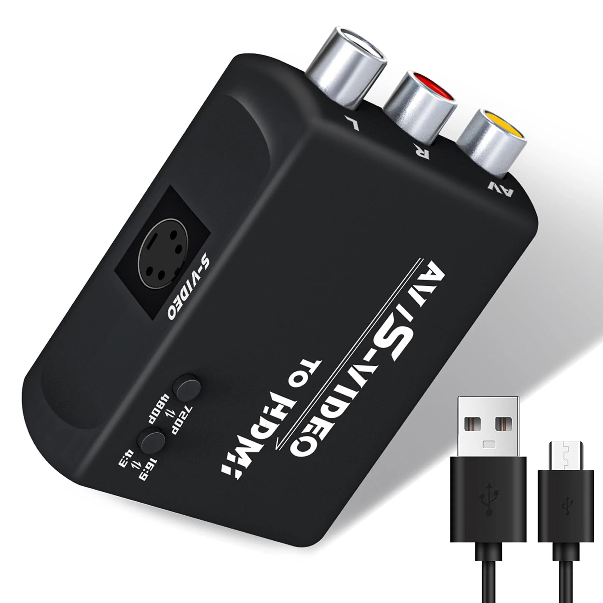 S Video to HDMI Converter,AV to HDMI Converter,Composite to HDMI Converter,CVBS Video Audio Adapter Compatible for PAL/NTSC for TV/PC/PS1/PS2/ STB/XBOX/VHS/VCR/DVD.(Black) Black