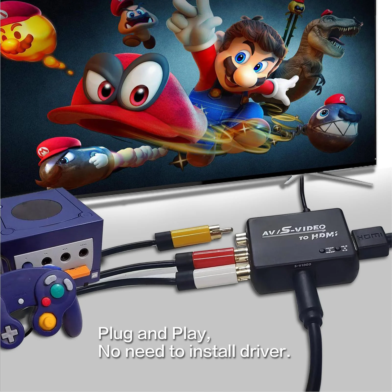 S Video to HDMI Converter,AV to HDMI Converter,Composite to HDMI Converter,CVBS Video Audio Adapter Compatible for PAL/NTSC for TV/PC/PS1/PS2/ STB/XBOX/VHS/VCR/DVD.(Black) Black - Image 6