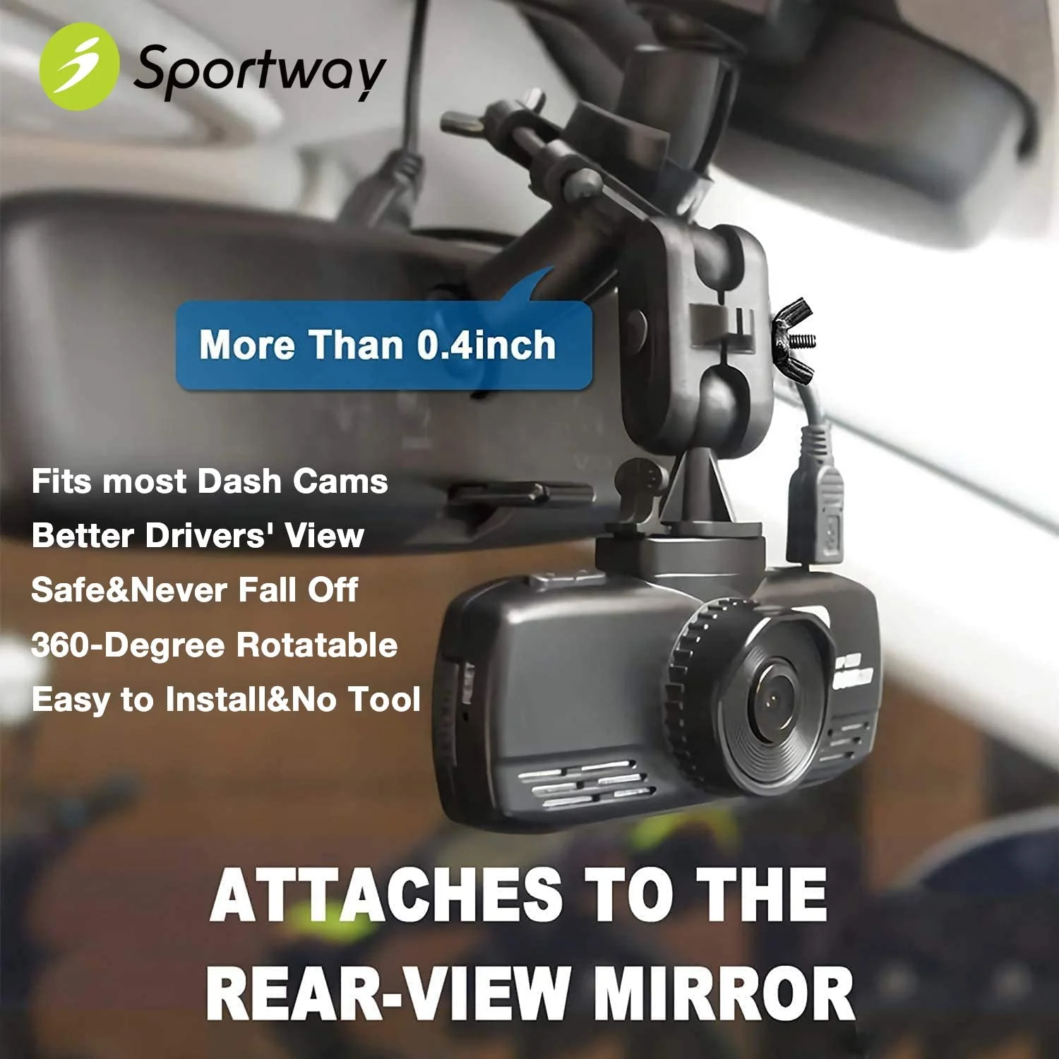 S80 Dash Cam mount, Dash Cam Mirror Mount Holder with 16pcs Joints for Rove APEMAN CHORTAU Roav Nexar iiwey YI Z-Edge Old Shark KDLINKS Crosstour VANTRUE GoPro... 99% Car Dash Cameras DVR GPS - Image 2