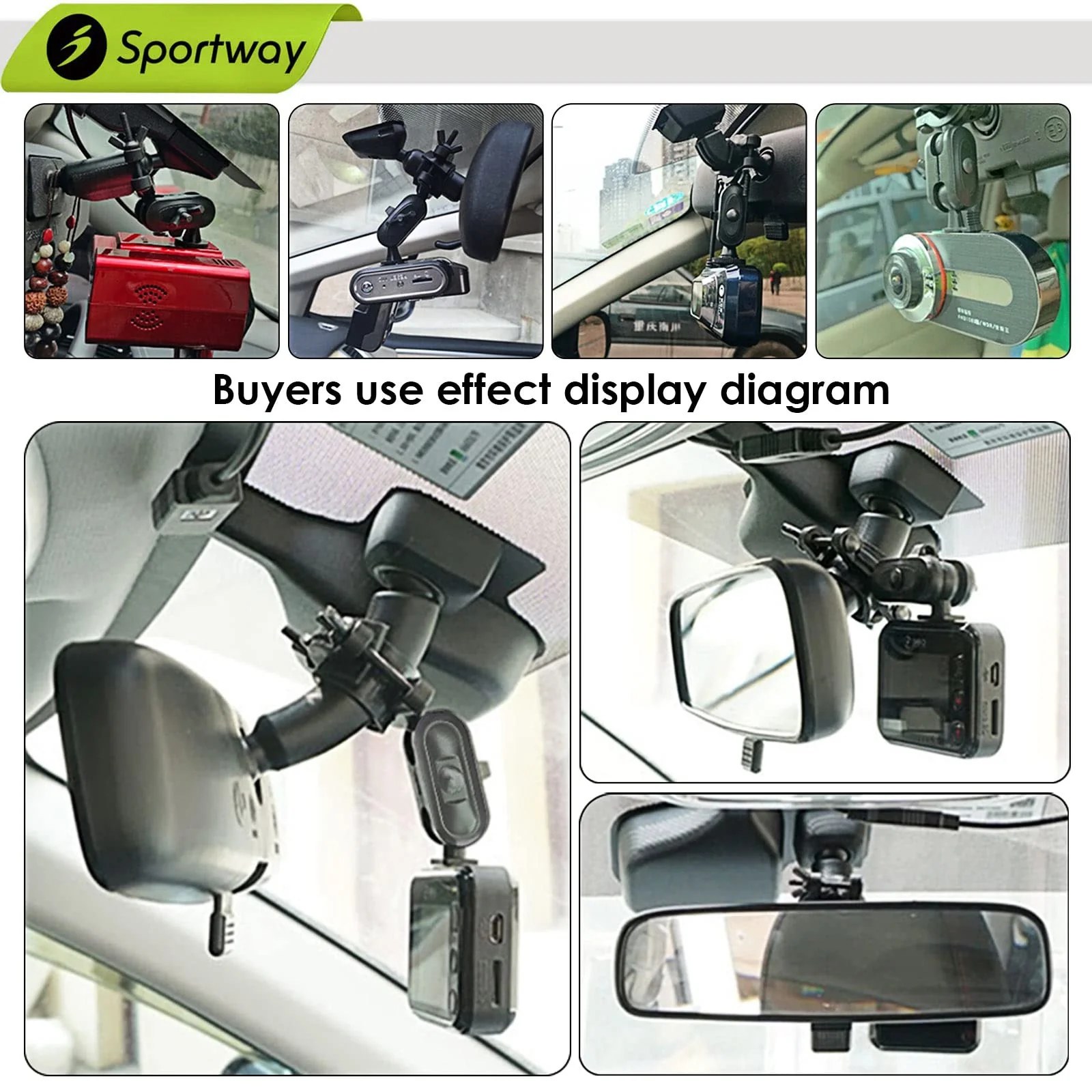 S80 Dash Cam mount, Dash Cam Mirror Mount Holder with 16pcs Joints for Rove APEMAN CHORTAU Roav Nexar iiwey YI Z-Edge Old Shark KDLINKS Crosstour VANTRUE GoPro... 99% Car Dash Cameras DVR GPS - Image 7