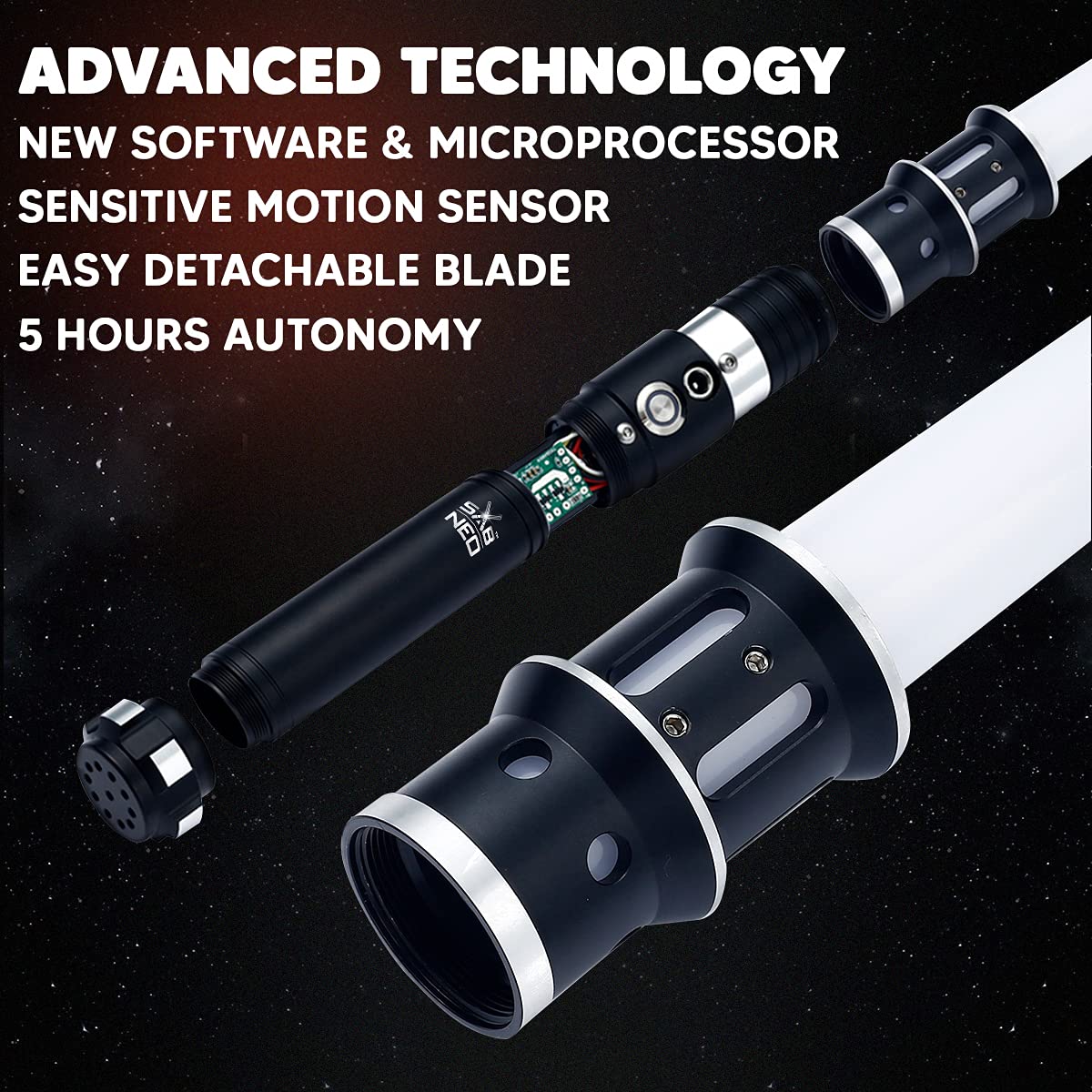 SABNEO Light Saber V7 Changeable Colors - Smooth Swing and Sound Dueling Light Sabers RGB - 10 Sound Effects Black - Image 6