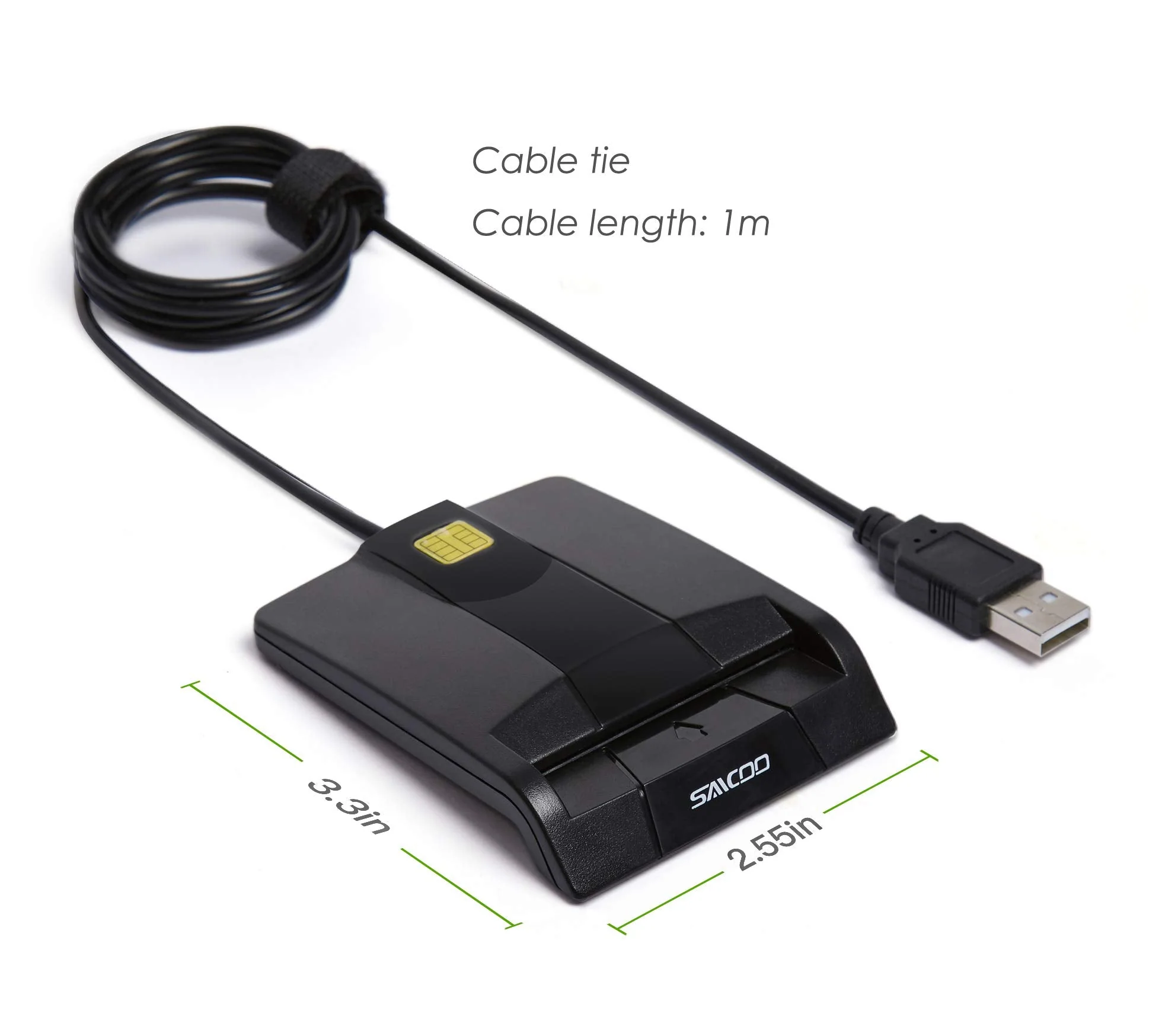 saicoo DOD Military USB Common Access CAC Smart Card Reader, Compatible with Mac Os, Win (Horizontal Version) CAC Card reader V1 - Image 4