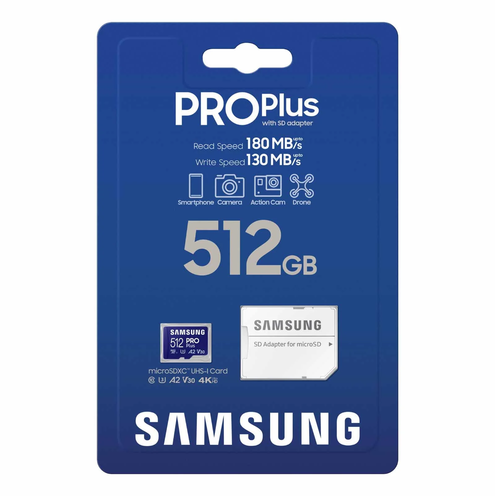 SAMSUNG PRO Plus microSD Memory Card + Adapter, 512GB MicroSDXC, Up to 180 MB/s, Full HD & 4K UHD, UHS-I, C10, U3, V30, A2 for Android Phones, Tablets, GoPRO, DJI Drone, MB-MD512SA/AM, 2023 New PRO Plus Read/Write 180/130MB/s - Image 3