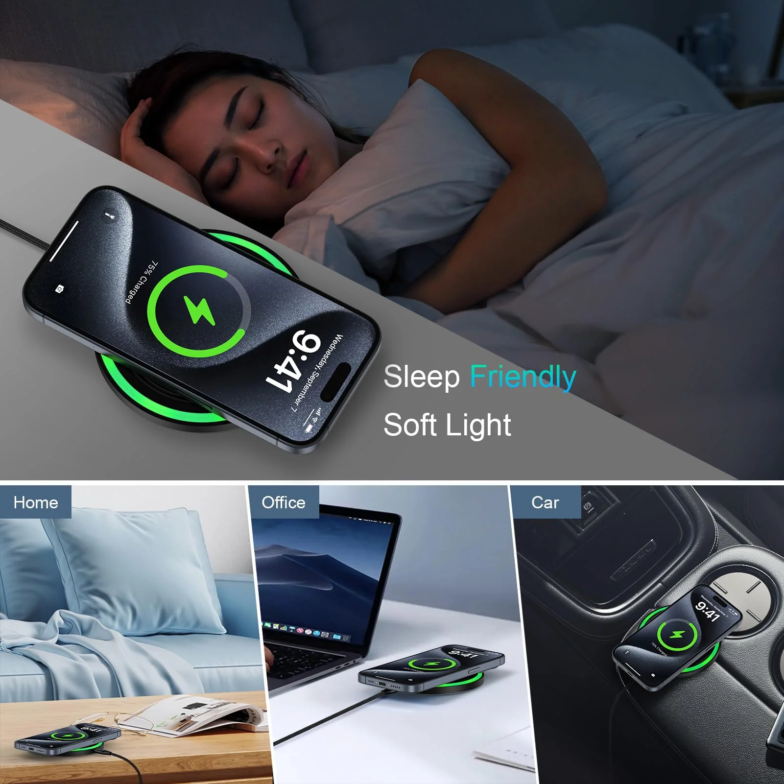 Samsung S24 Plus Wireless Charger Fast Charging Pad for Samsung Galaxy Z Fold 6/Flip 6/5/S24 Ultra/S23/S22/S21/S20/S10,2Pack 15W Wireless Android Charger Fast Charger Station for Pixel 9/8 Pro/8a/7/6 2Pack-Black - Image 5