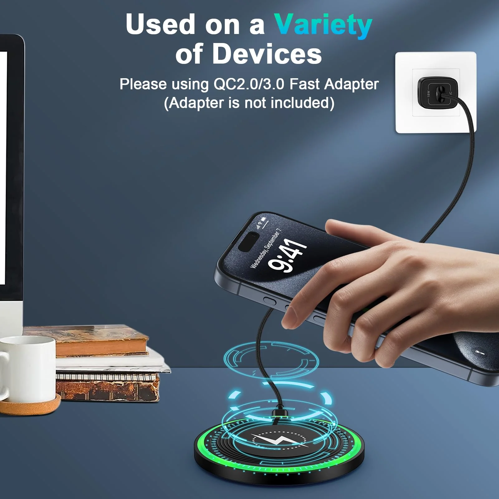 Samsung S24 Plus Wireless Charger Fast Charging Pad for Samsung Galaxy Z Fold 6/Flip 6/5/S24 Ultra/S23/S22/S21/S20/S10,2Pack 15W Wireless Android Charger Fast Charger Station for Pixel 9/8 Pro/8a/7/6 2Pack-Black - Image 6