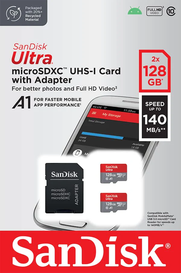 SanDisk 128GB 2-Pack Ultra microSDXC UHS-I Memory Card (2x128GB) with Adapter - SDSQUAB-128G-GN6MT New Generation 128GB (2-Pack) - Image 5