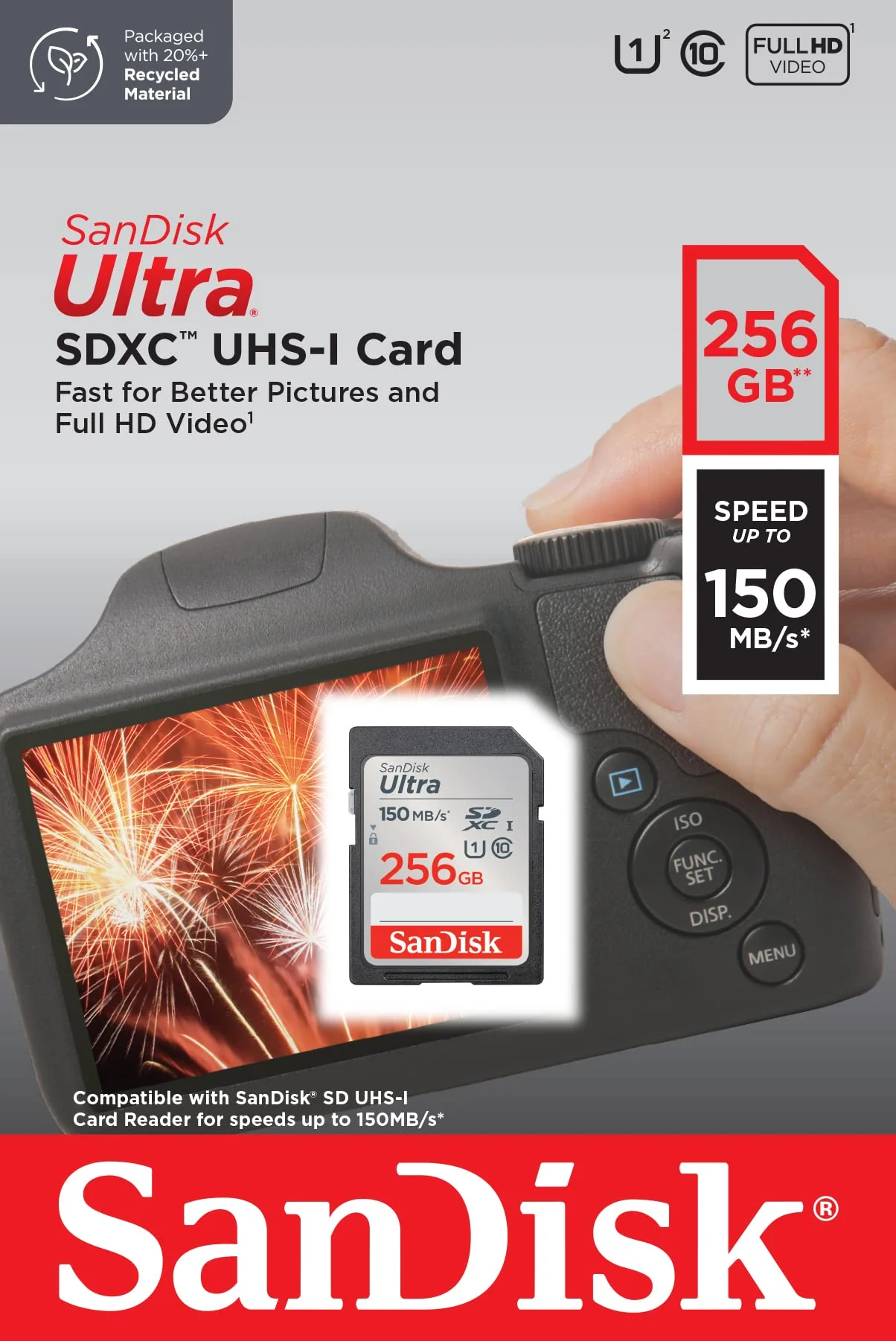 SanDisk 256GB Ultra SDXC UHS-I Memory Card - Up to 150MB/s, C10, U1, Full HD, SD Card - SDSDUNC-256G-GN6IN - Image 4