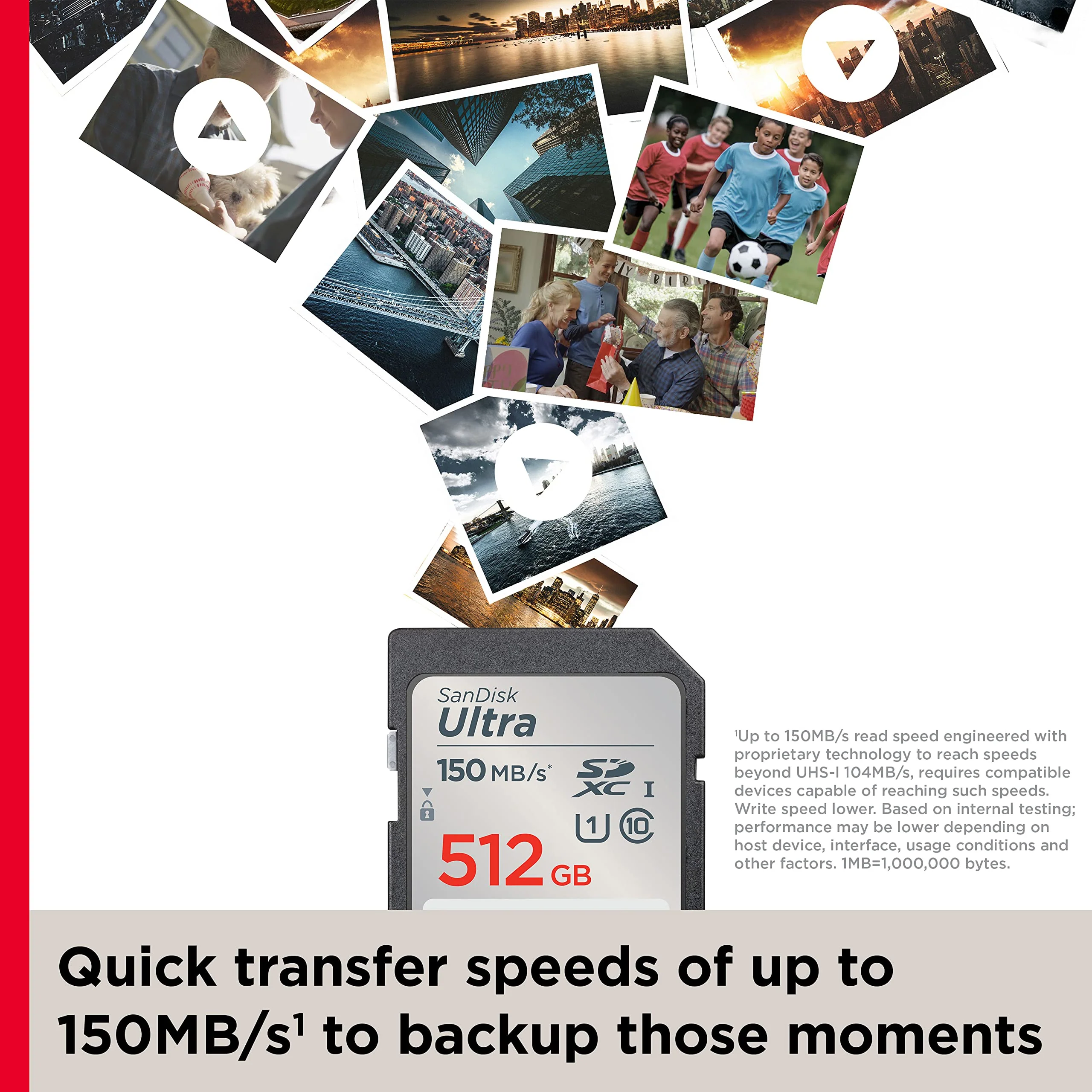SanDisk 512GB Ultra SDXC UHS-I Memory Card - Up to 150MB/s, C10, U1, Full HD, SD Card - SDSDUNC-512G-GN6IN Memory Card Only - Image 2