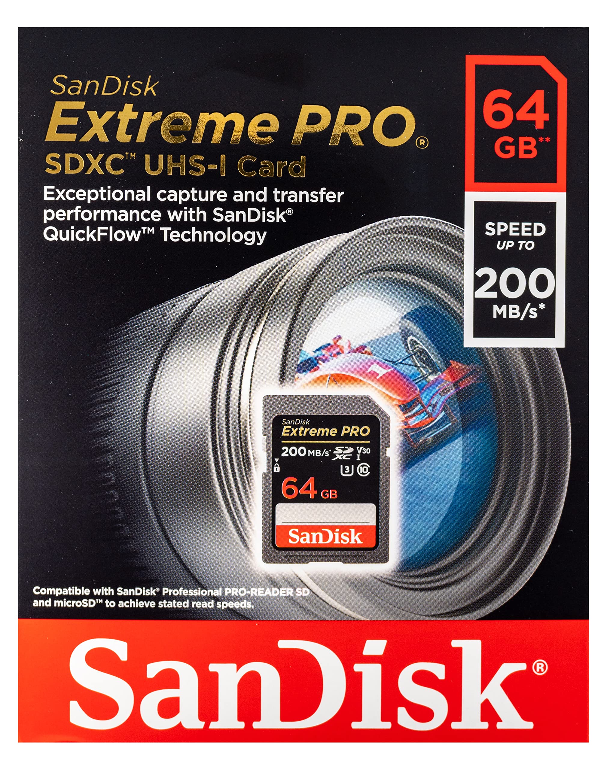 SanDisk 64GB (Five Pack) Extreme Pro Memory Card (SDSDXXY-064G-GN4IN) SDXC 4K V30 UHS-I with Everything But Stromboli (TM) Combo Reader 64GB 5 Pack - Image 2