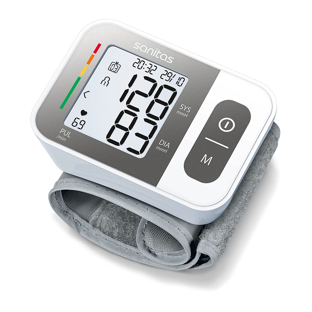 Sanitas SBC 15 Wrist Blood Pressure Monitor, Fully Automatic Blood Pressure and Pulse Monitor, Alarm for Possible Heart Rhythmia
