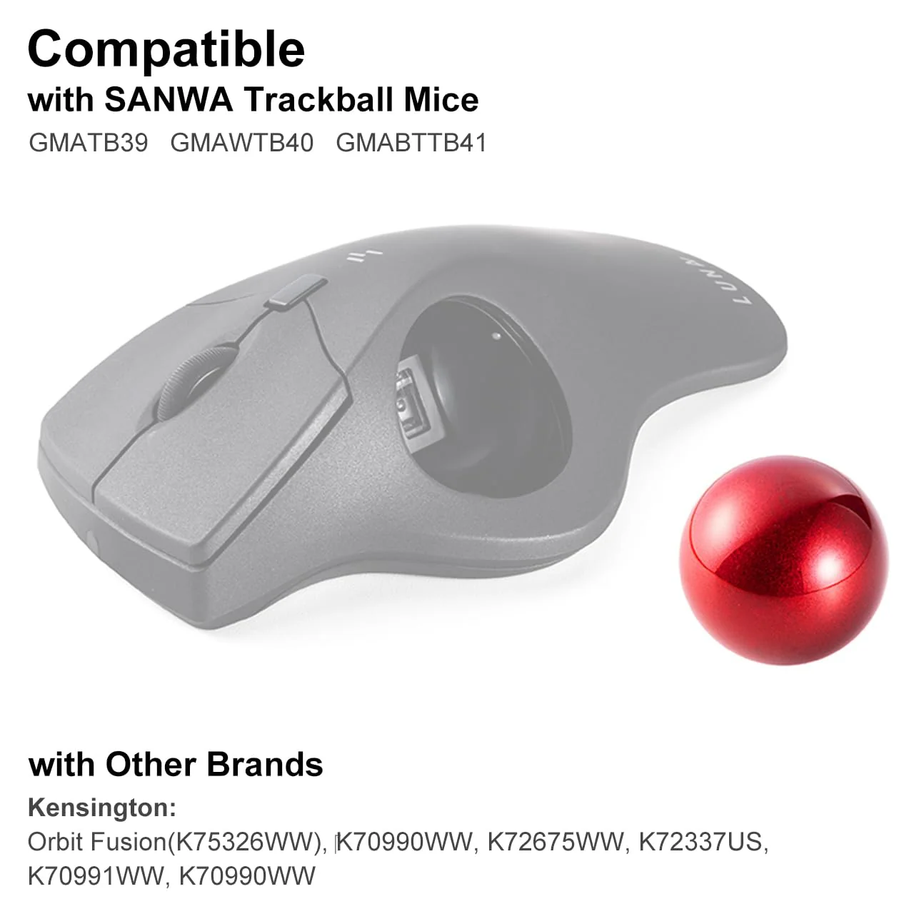 SANWA 40mm/1.57in Trackball, Replacement Ball GMAWTB40, GMABTTB41, GMATB39, Kensington Orbit Fusion, and Other Compatible Trackball Mice, Glossy Red 40 MM - Image 3