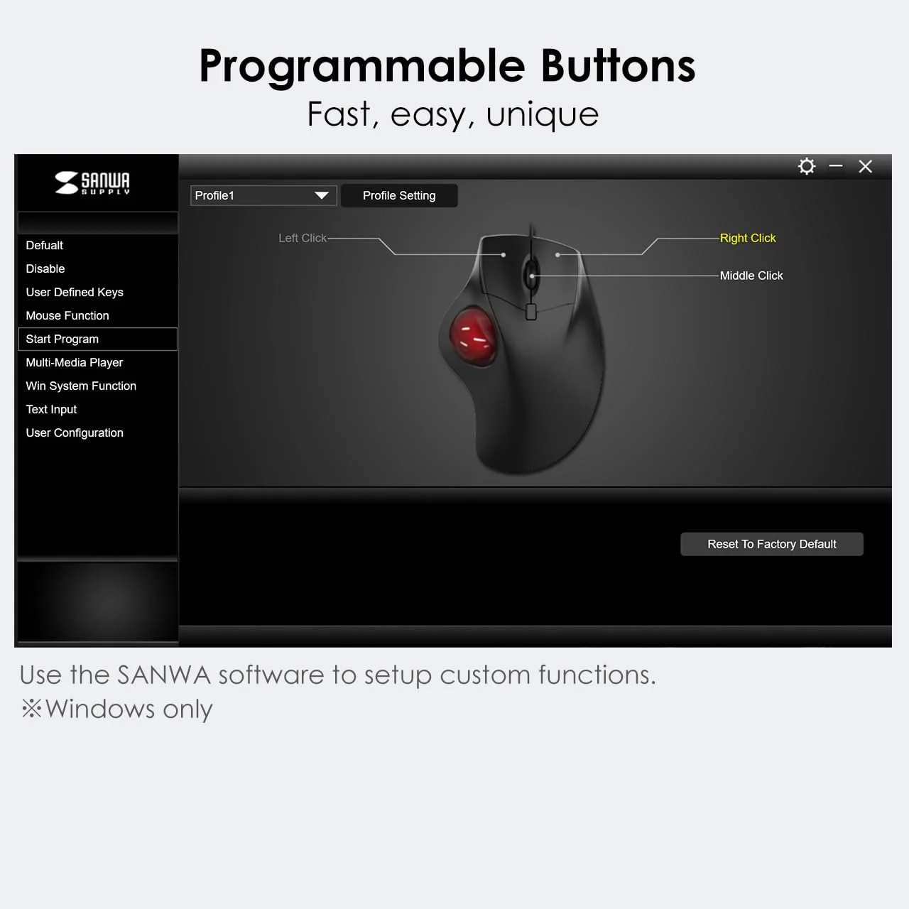 SANWA Bluetooth Wireless Ergonomic Trackball Mouse, Optical Rollerball Mice, Programmable Silent Buttons, 40mm Trackball, 600/800/1200/1600 DPI, Compatible with MacBook, Laptop, Windows, macOS - Image 5
