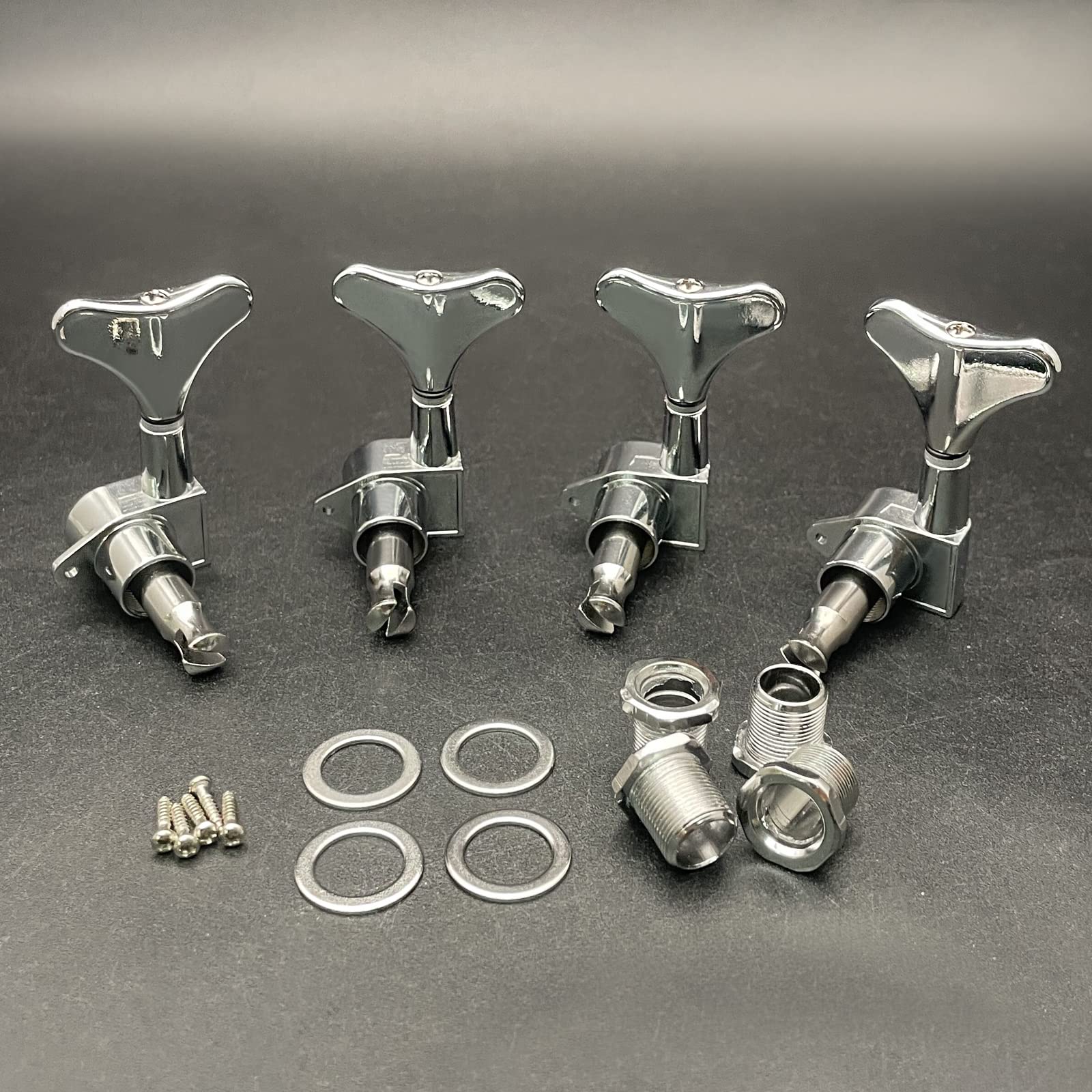SAPHUE Guitar Bass Tuners(4 for Right) Bass Guitar Tuning Keys,1:19 Ratio Headstock Sealed Machine Head Replacement for Electric Jazz Bass or Precision Instruments(Chrome, 4R) 1:19 (4R) Chrome - Image 6