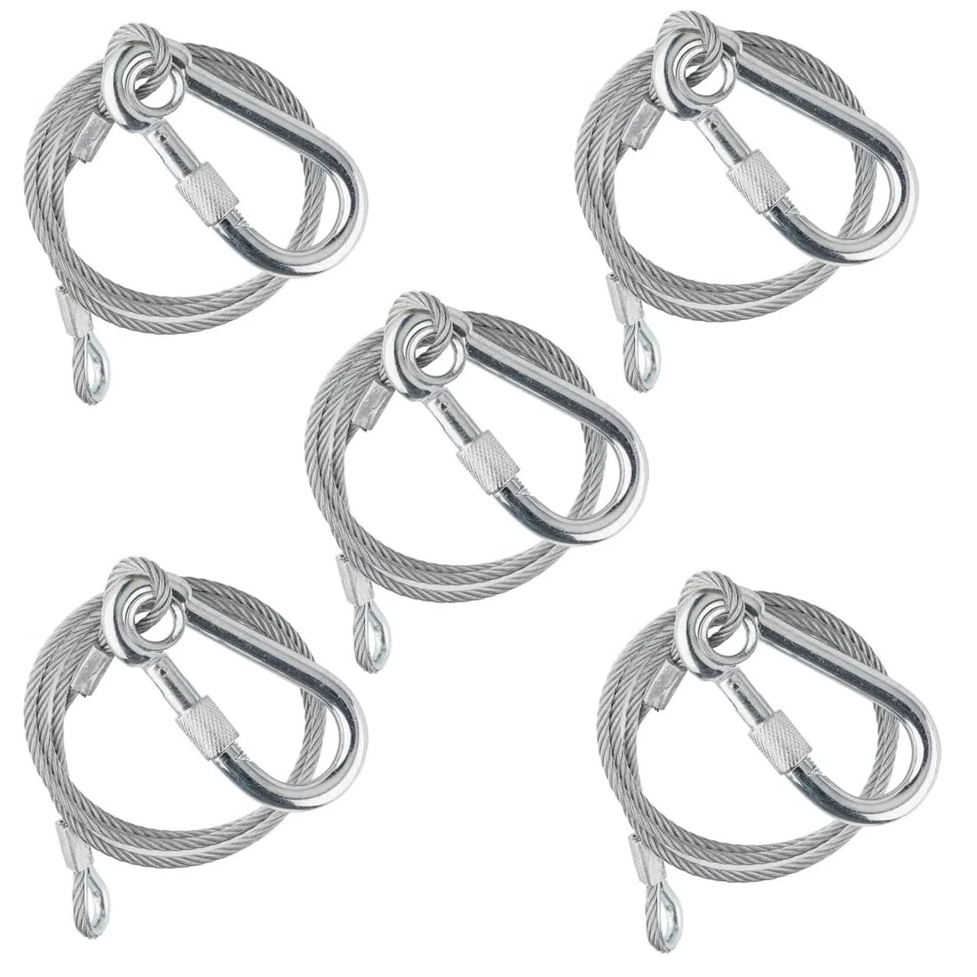 Sarknoah. 0.16″(4mm) Diameter,Longth 24″(60mm) Stage Lighting Stainless Steel Safety Cable With Carabiner Lock Hook. Heavy Duty Fall Protection for Stage Lights, DJ Equipment (1102LB Load),5Packs. Diameter:0.16Inch / Longth:24Inch 