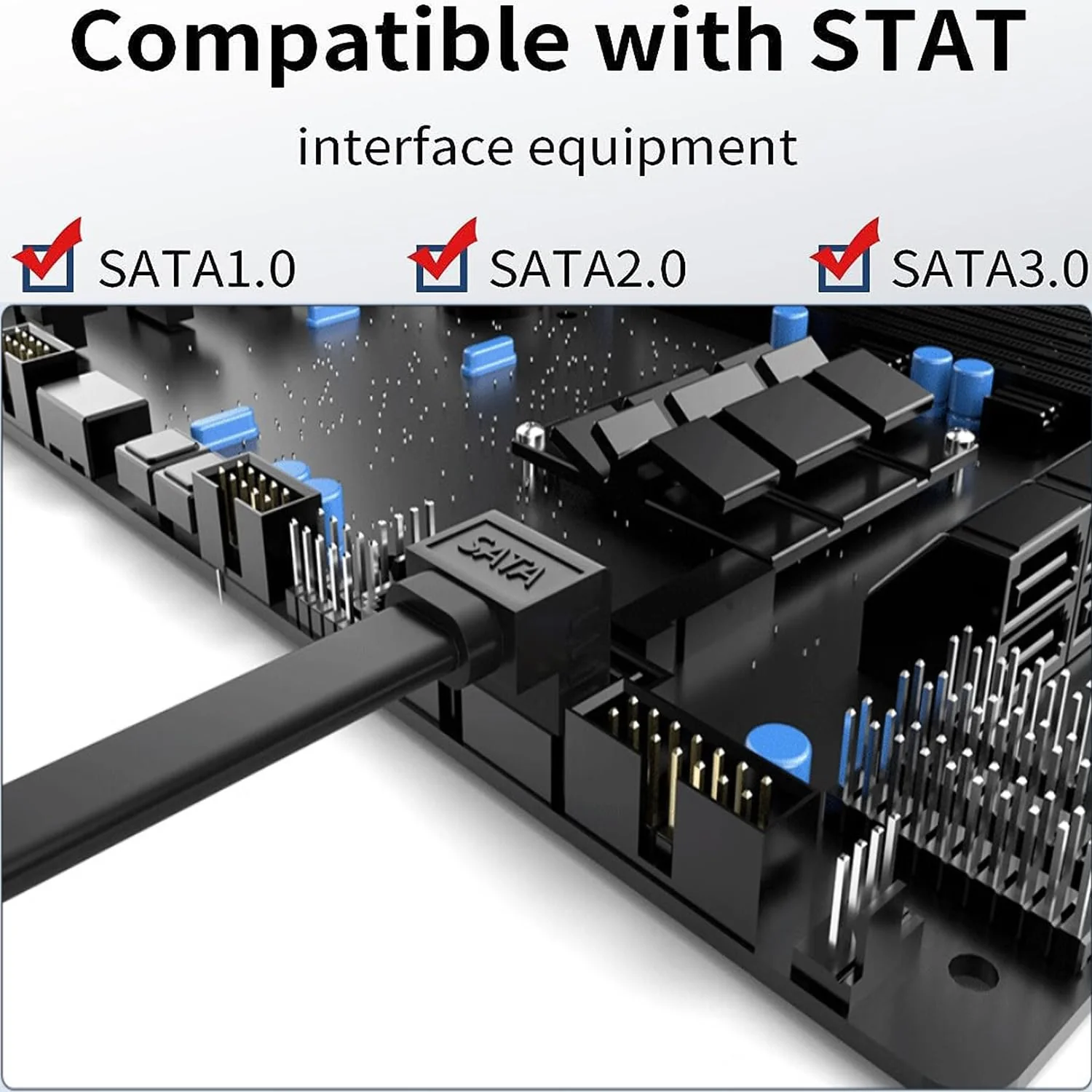 SATA Cable III, 4 Pack 90 Degree Right Angle to Straight &Straight to Straight 6Gbps 7pin SATA 3.0 Data Transmission Cord with Locking Latch for Hard Drive SSD (Straight+Angled(2Black+2Red)) Straight+angled(2Black+2Red) - Image 7