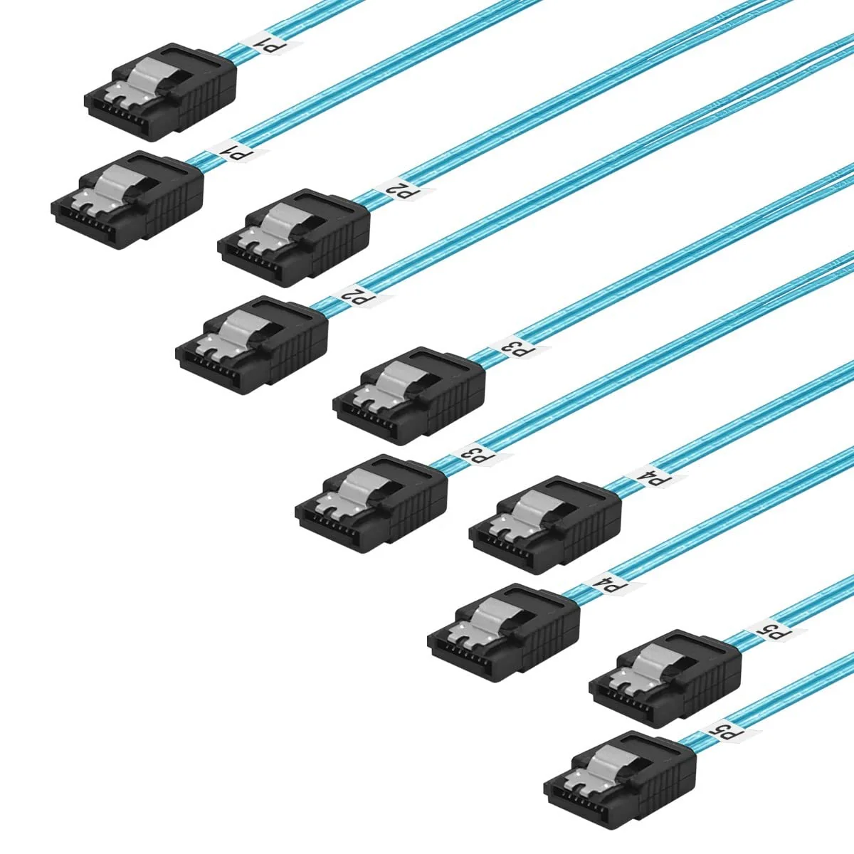 SATA-III Cable:0.5M,5 Pack SATA 6Gbps Cables Thin SATA Cable,Straight SATA SSD Cable,Flexible-SATA Cable for SSD, HDD, CD, DVD Drives,Blue (1.6FT)