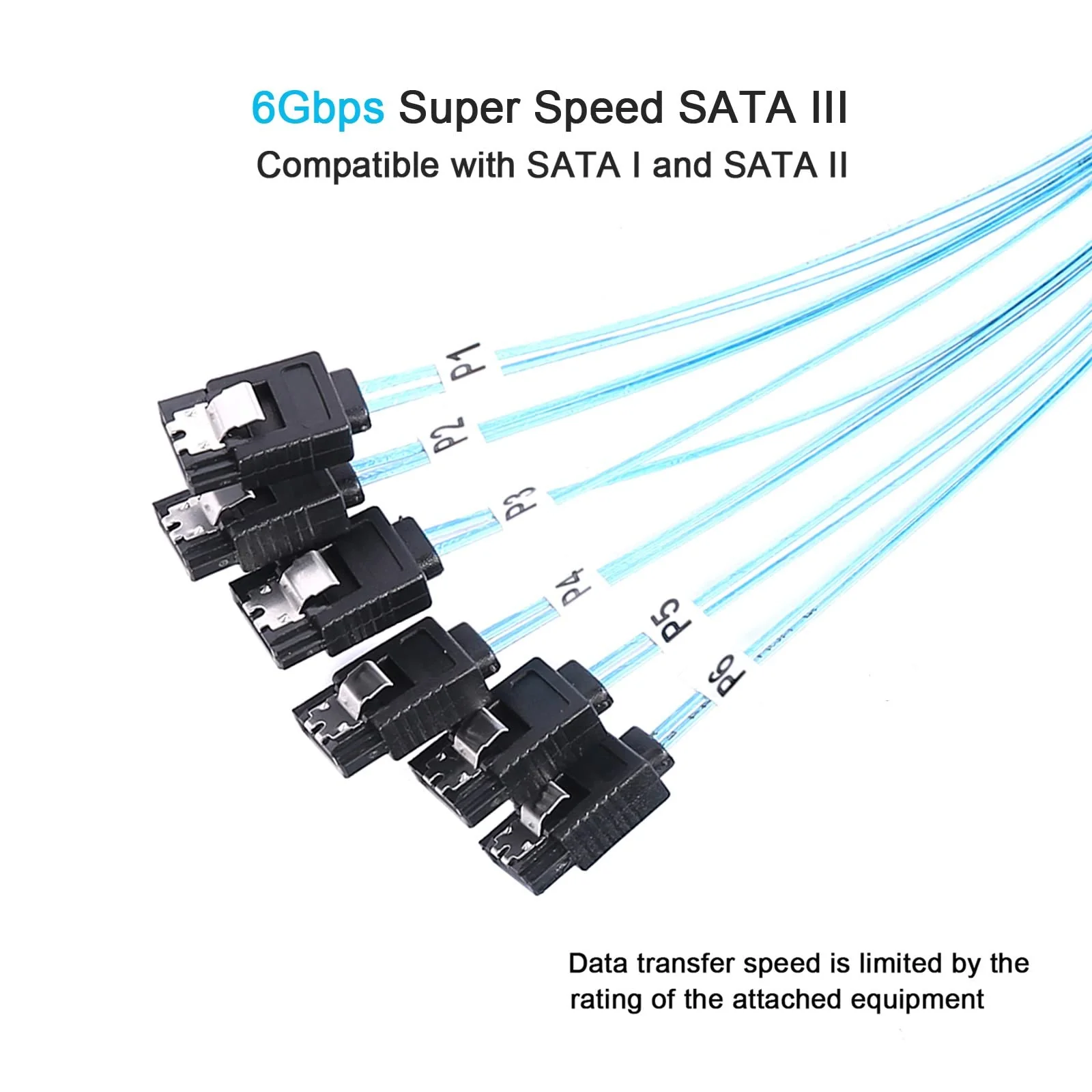 SATA-III Cable-0.5M, 6Pcs/Set-6Gbps-Sata HDD-SSD Data-Cable SAS Cable Replacement for Bitcoin Computer-Server CD DVD Drives Raid (1.6FT) 1.6FT 1Pack - Image 3