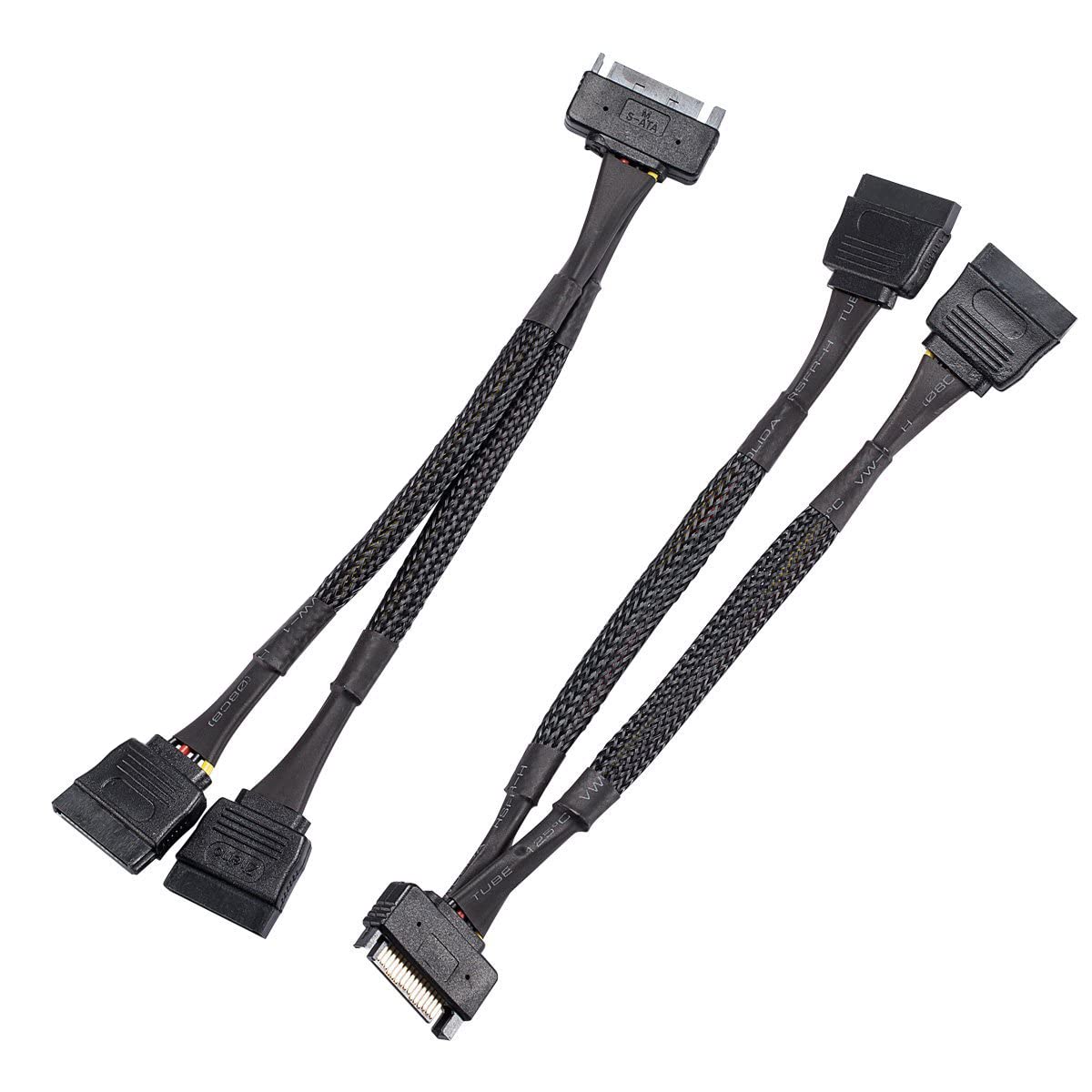 SATA Power Splitter Cable (2 Pack) SSD Power Cable HDD Power Cable Hard Drive Power Cable 6-Inch/15cm SATA 15 Pin Male to 2xSATA 15 Pin Female Power Y-Splitter Extension Cable