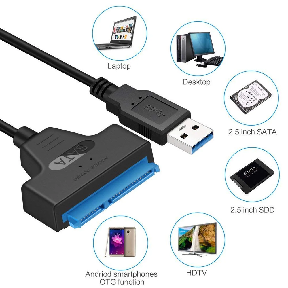 SATA to USB 3.0 Adapter Cable for 2.5 inch Hard Drive HDD/SSD Data Transfer, External Hard Drive Converter Support UASP (Black) Black - Image 9