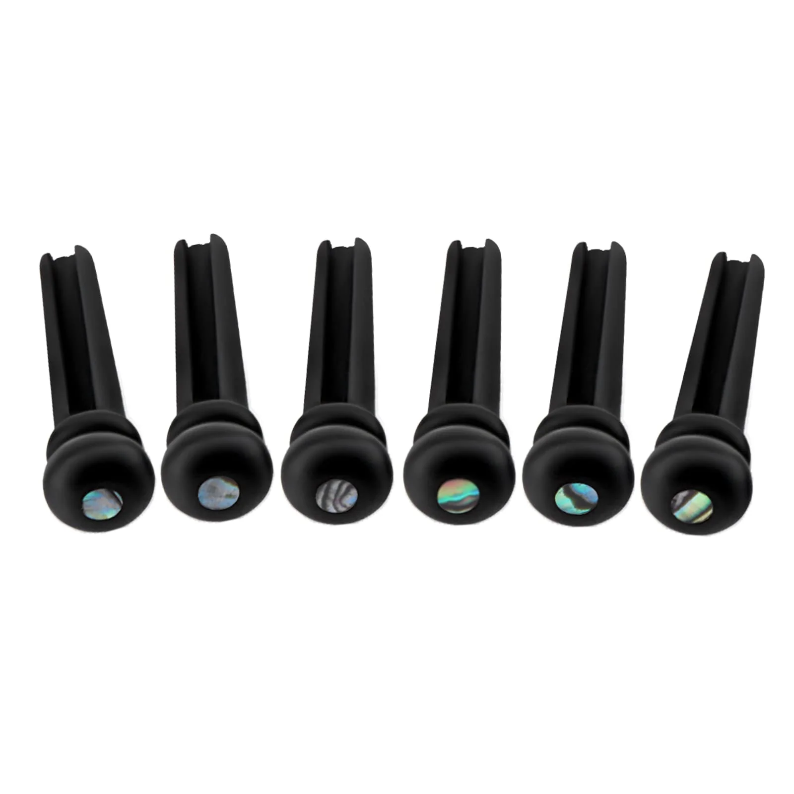 SAVITA 6pcs Ebony Guitar Bridge Pins, Acoustic Guitar Bridge Pegs for 6 and 12 Strings Replacement Parts Guitar String Pins with Small Abalone Shell Dots(Black)