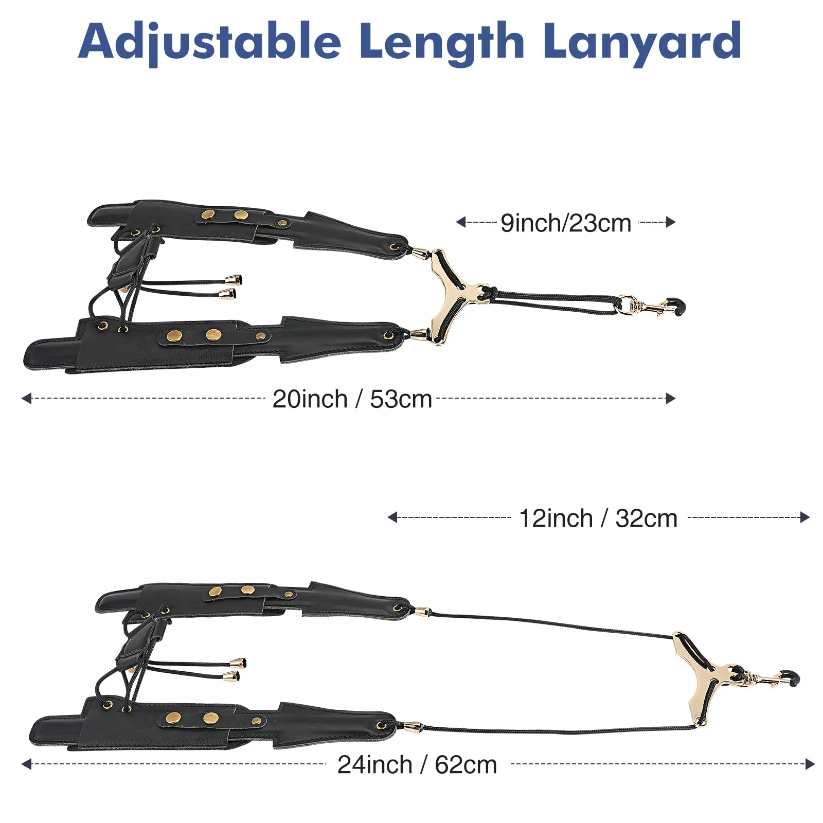 Saxophone Shoulder Strap, Double Shoulder Leather Adjustable Sax Strap with Metal Beam & Sturdy Adjuster, Reduce Neck Stress, Good Comfort, for Alto/Tenor/Baritone/Soprano Saxophone - Image 7
