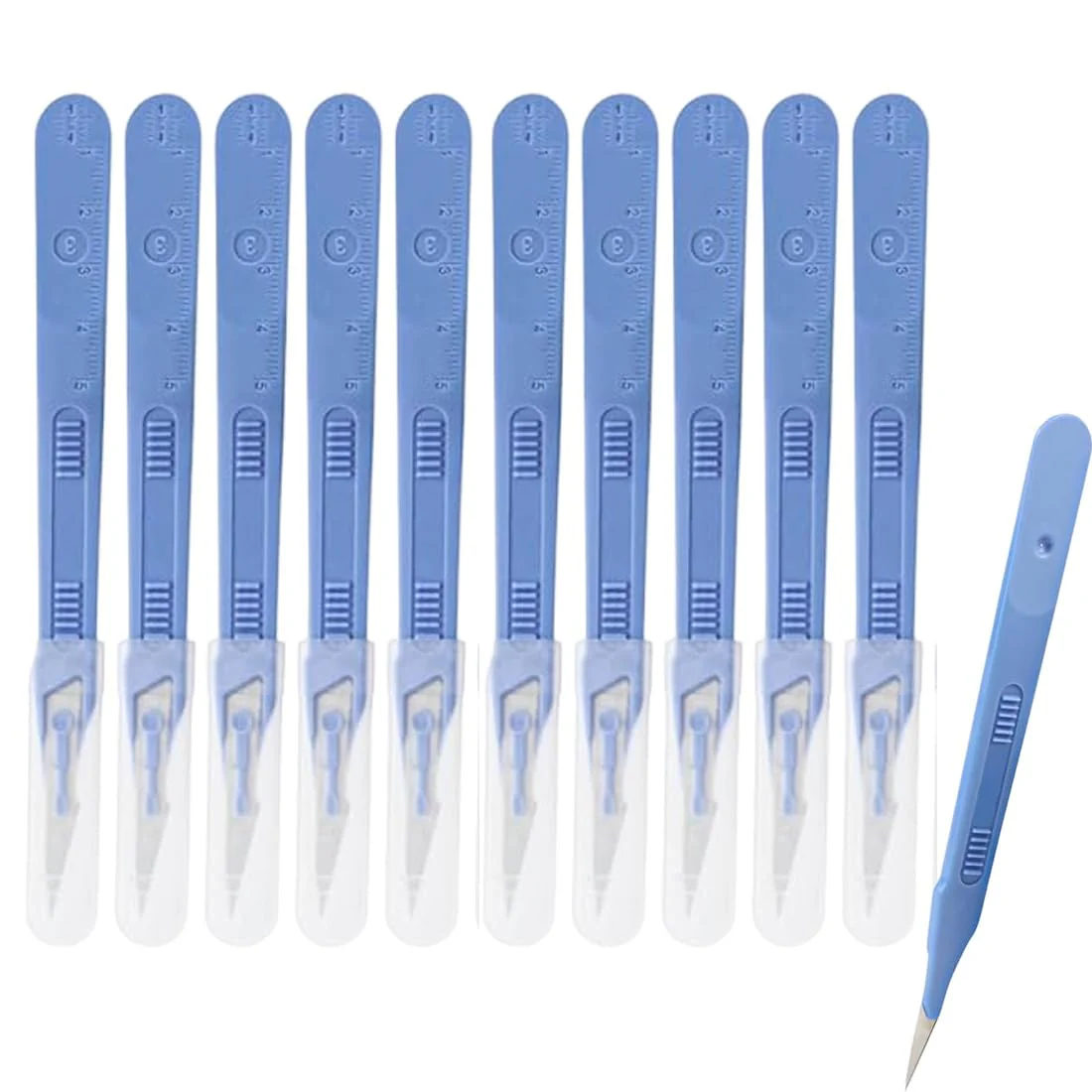 Scalpel Knife, Plastic Surgical Scalpel Knife, Scalpel Blade, Sterilised Scalpels, Figure 10 with Protective Cap, Individually Packed (10 Pack)