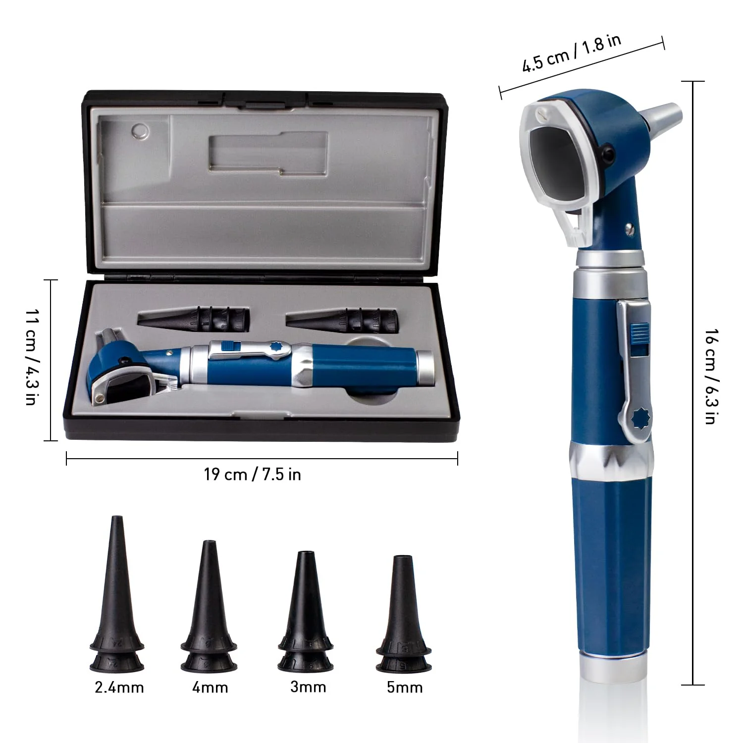 Scian Otoscope Ear Scope with Light, Pocket Fibre Optic Otoscopes with Hard Plastic Case for Doctors, Nurses, Children, Dogs, Home Use (New Blue) New blue - Image 7