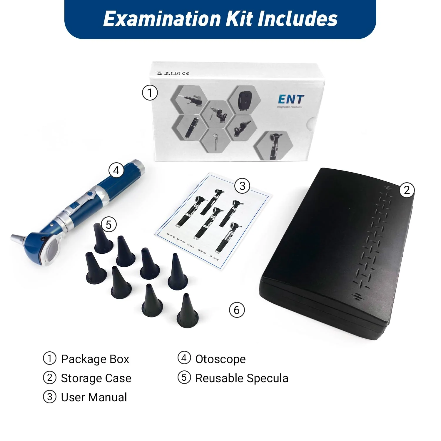 Scian Otoscope Ear Scope with Light, Pocket Fibre Optic Otoscopes with Hard Plastic Case for Doctors, Nurses, Children, Dogs, Home Use (New Blue) New blue - Image 8