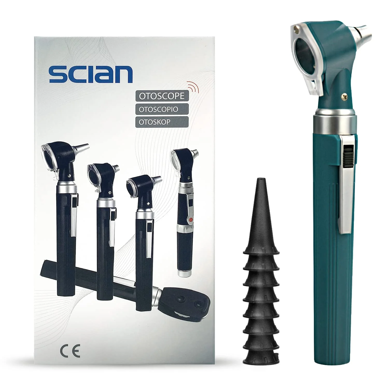 Scian Otoscope Kit - Ear Scope Otoscope with LED Light, 3x Magnification, 4 Speculum Tips Size, Lightweight Diagnostic Ear Care Tool for Children, Adults, Dogs, Home Use (Green) Green
