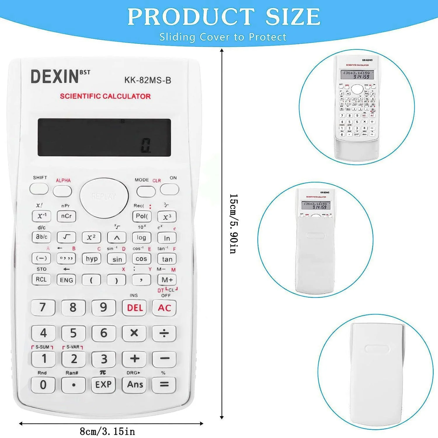 Scientific Calculators Desktop, Scientific Calculators for Students, Scientific Calculator 240 Functions 2 Line 10+2 Digits, Desk Math Calculator for School (White) - Image 2